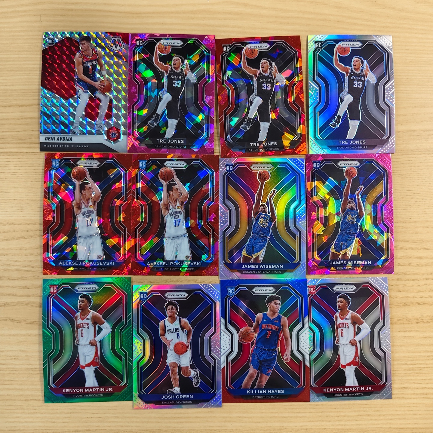 【一舟高清拍卖，4.75%费率】特雷 琼斯 阿夫迪亚 约什 格林 小肯扬 马丁 怀斯曼 基利安 海丝 2020 PRIZM 新秀RC 彩虹碎冰折 LOT 打包12张不保卡品 介意勿拍 CAY007