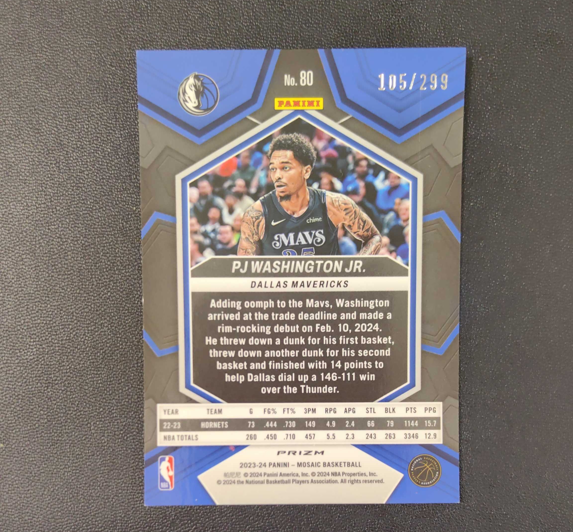 22023-24 Mosaic PJ Washington Jr. 独行侠 pj 华盛顿 马赛克 红熔岩折 299编 东契奇 sga 库里 文班亚马 詹姆斯 多张再拍