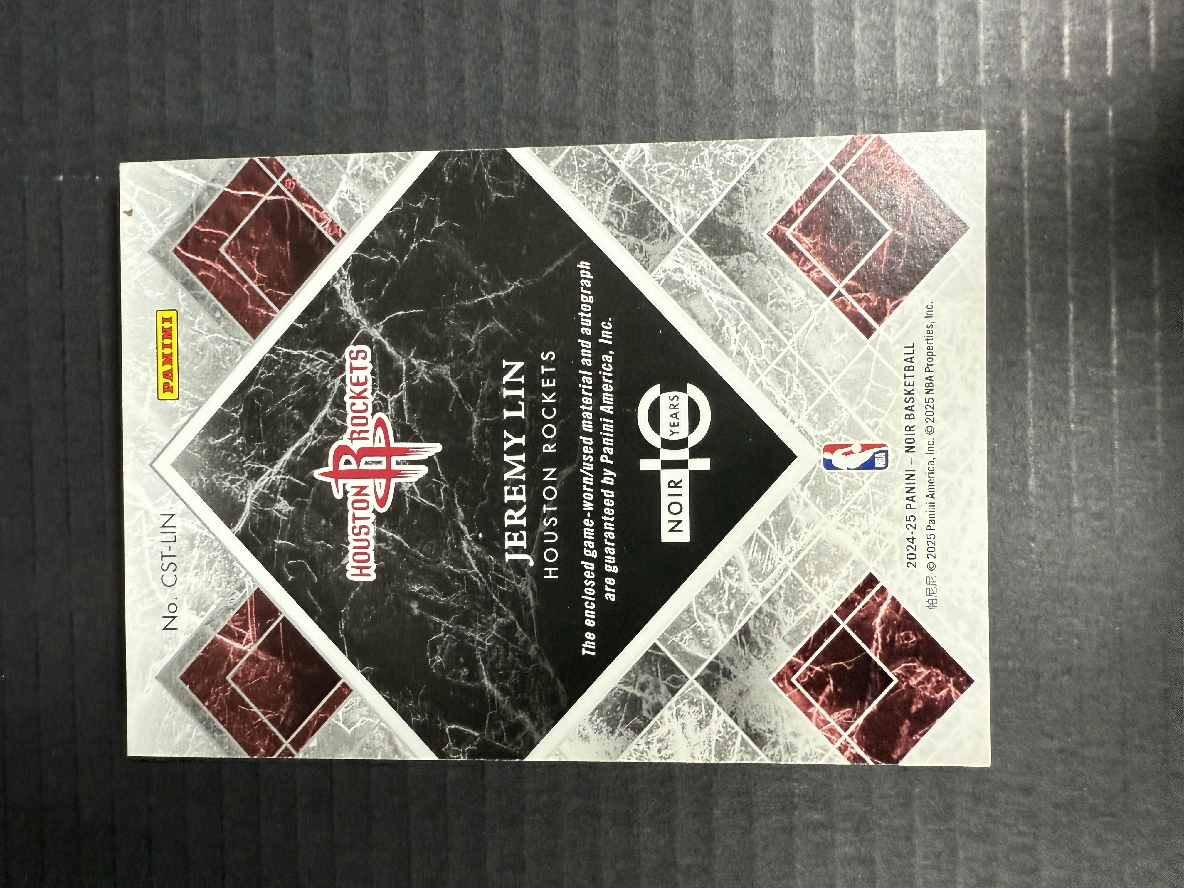 【GOAT山羊拍卖】大叔 2024-25赛季 noir系列 林书豪 四窗大理石patch卡签pa /10 低编 暴力切割 林疯狂 火箭名宿 品相如图