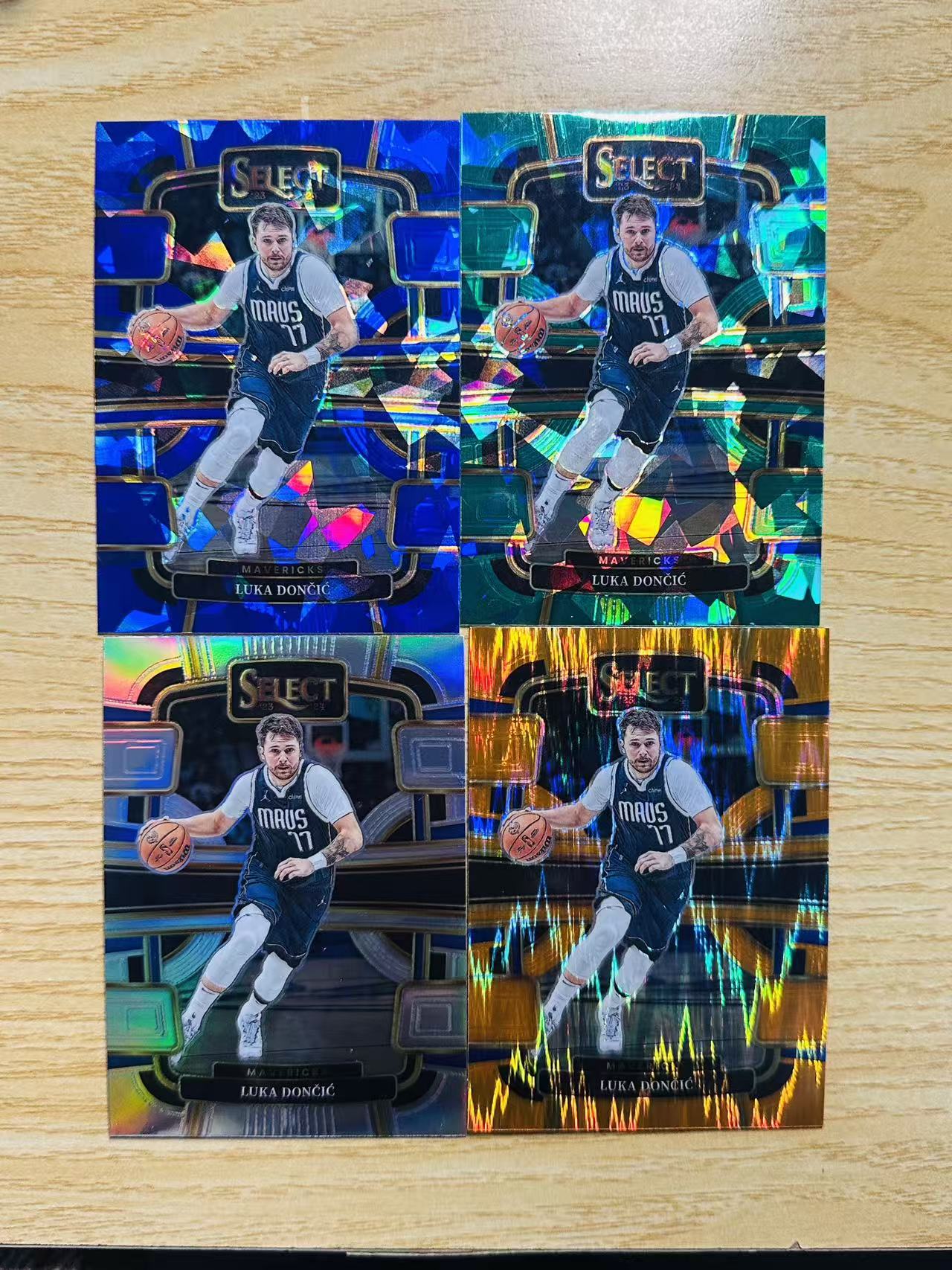 2023-24 Panini Select Luka Doncic 嘿嘿代卖 卢卡 东契奇 蓝碎冰 绿碎冰 橙shimmer 银折 彩虹套 4张打包lot 独行侠 收藏必备