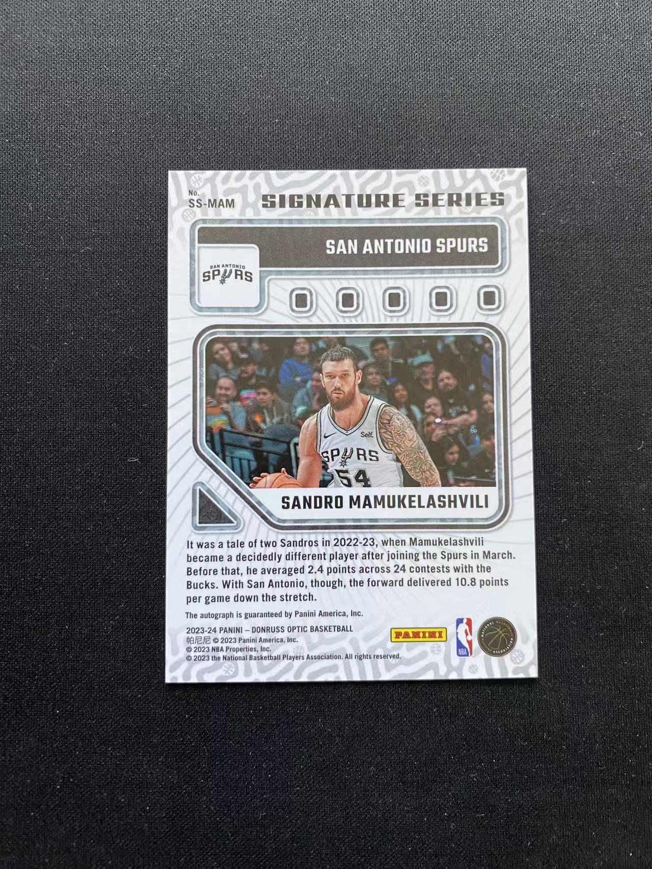 2023-24 Panini Optic Sandro Mamukelashvili 桑德罗 马穆拉什维利 马刺 签字 贴签 op【king#30】