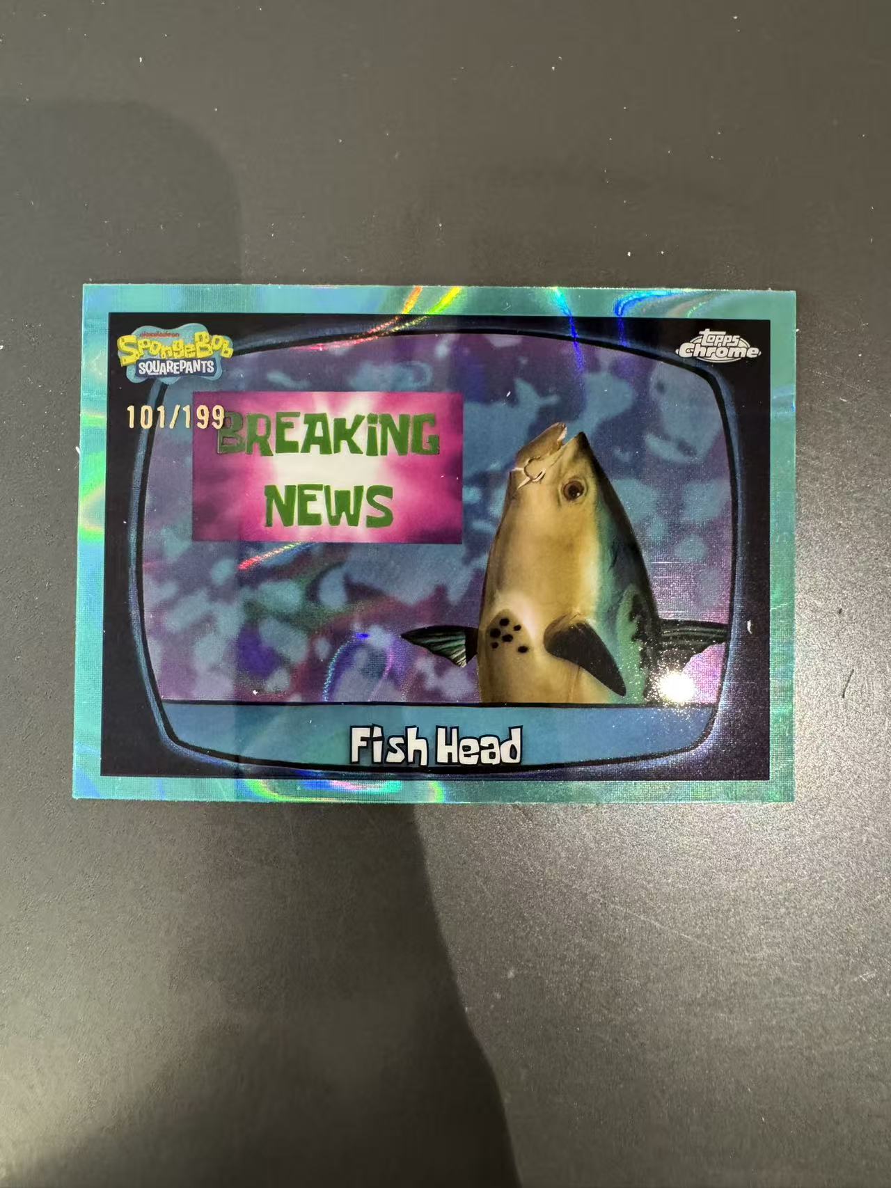 2025 Topps Chrome SpongeBob 25th 海绵宝宝 25周年 Fish Head 鱼头 青Lava折 /199编 选图精美 卡品如图 收藏凑套