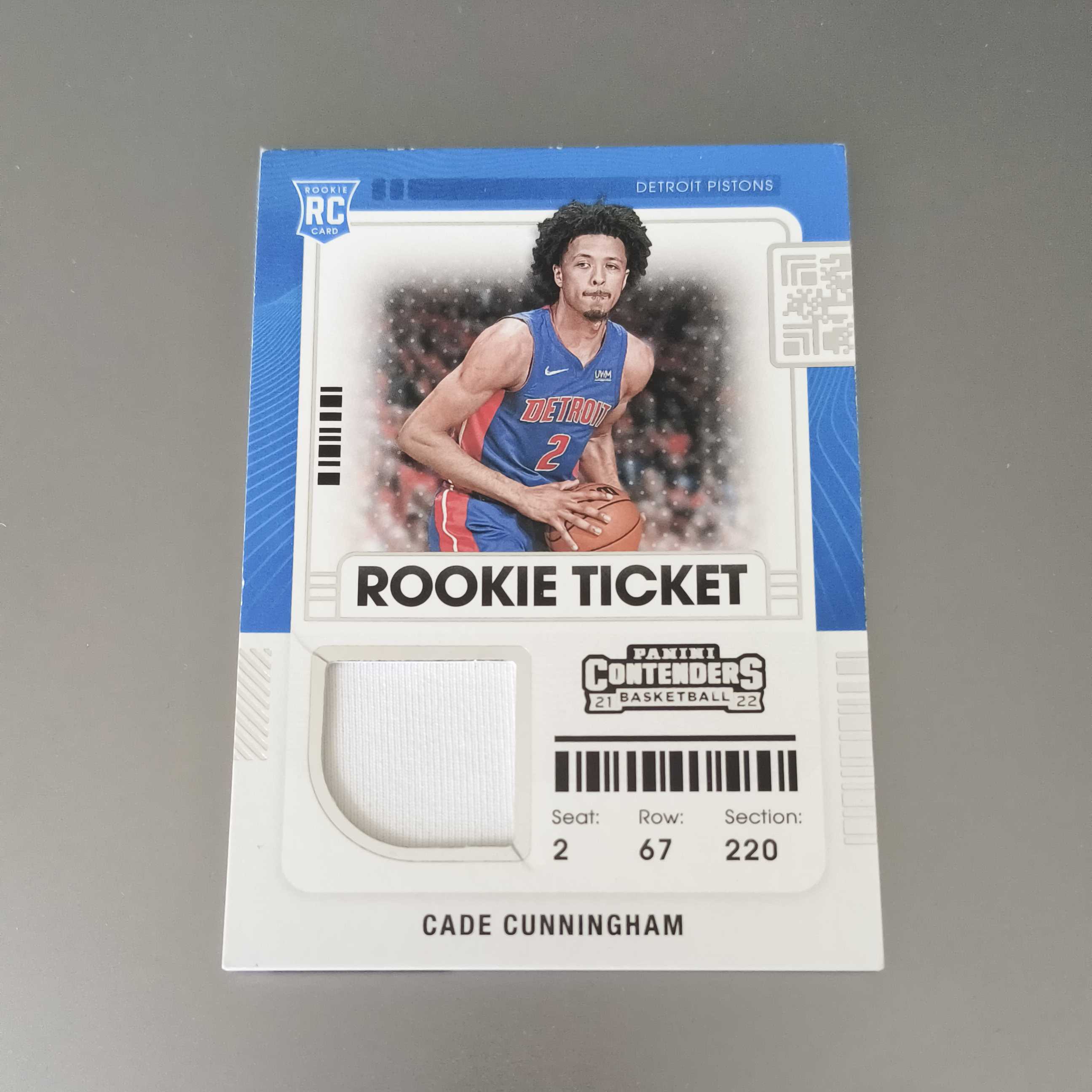 Cade Cunningham 康宁汉姆 坎宁安 2021-22 Contenders 球票 RC新秀 球衣料实物料 活塞 CC 状元 瑕疵见图