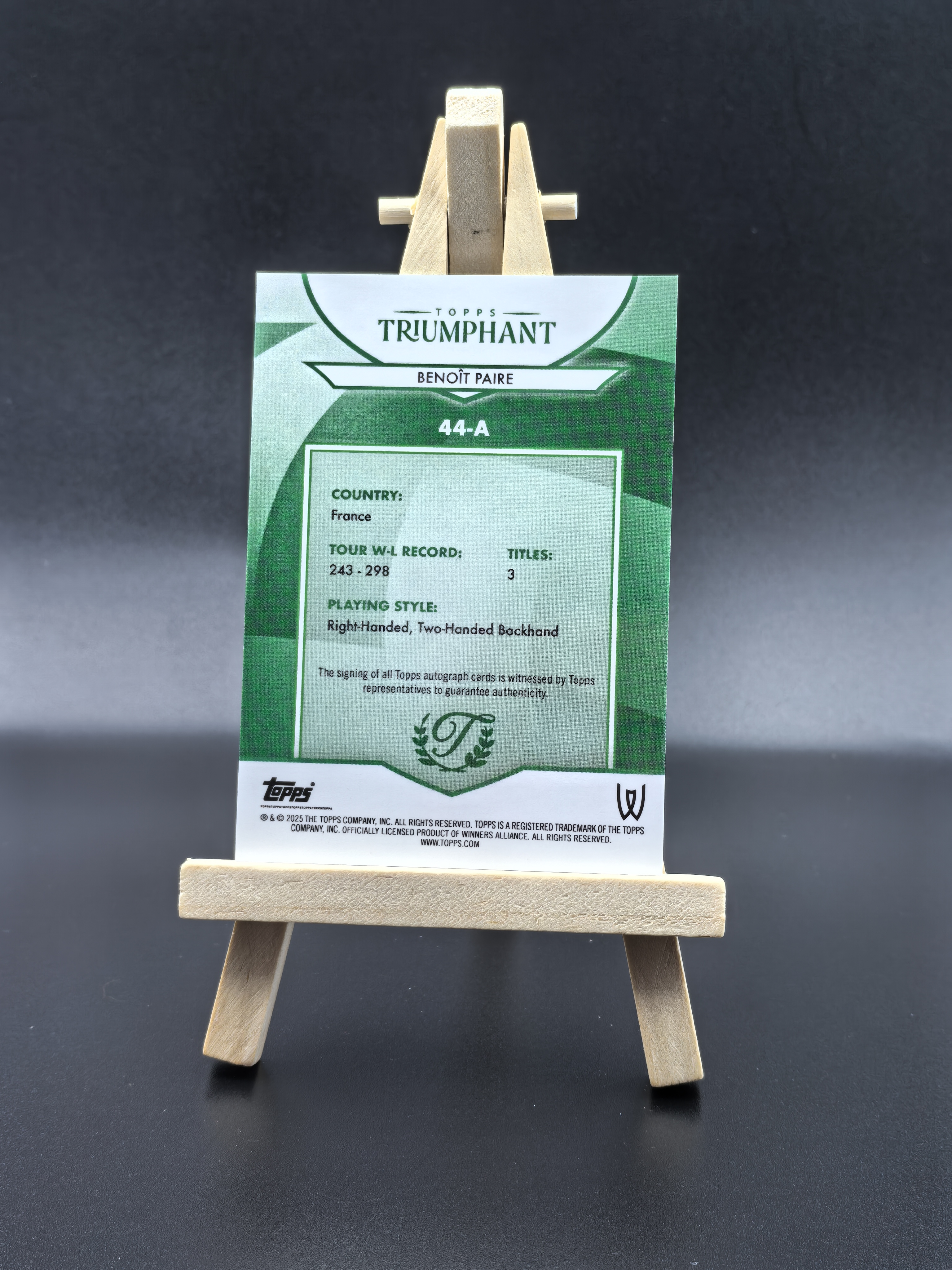 2025 Topps Triumphant Benoit Paire 网球 Tennis 高端系列 凯旋 贝努瓦·帕尔雷 法国 绿折签 签字 签名 限量75编 卡品如图(cxl)