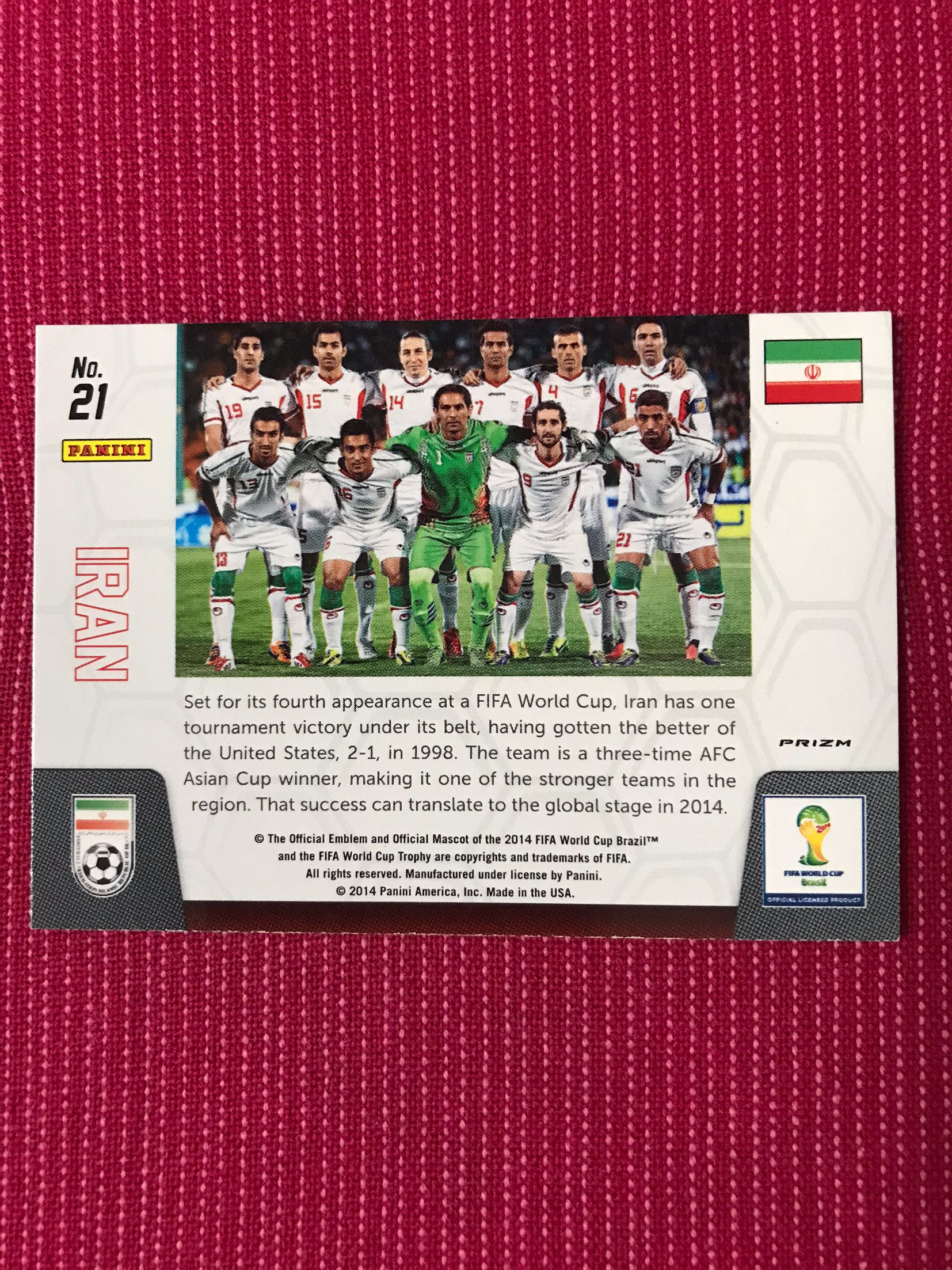 2014 Panini Prizm IRAN 【宾森光拍卖第191期】World Cup 全家福 特卡 黄白红 折射 伊朗 元年世界杯