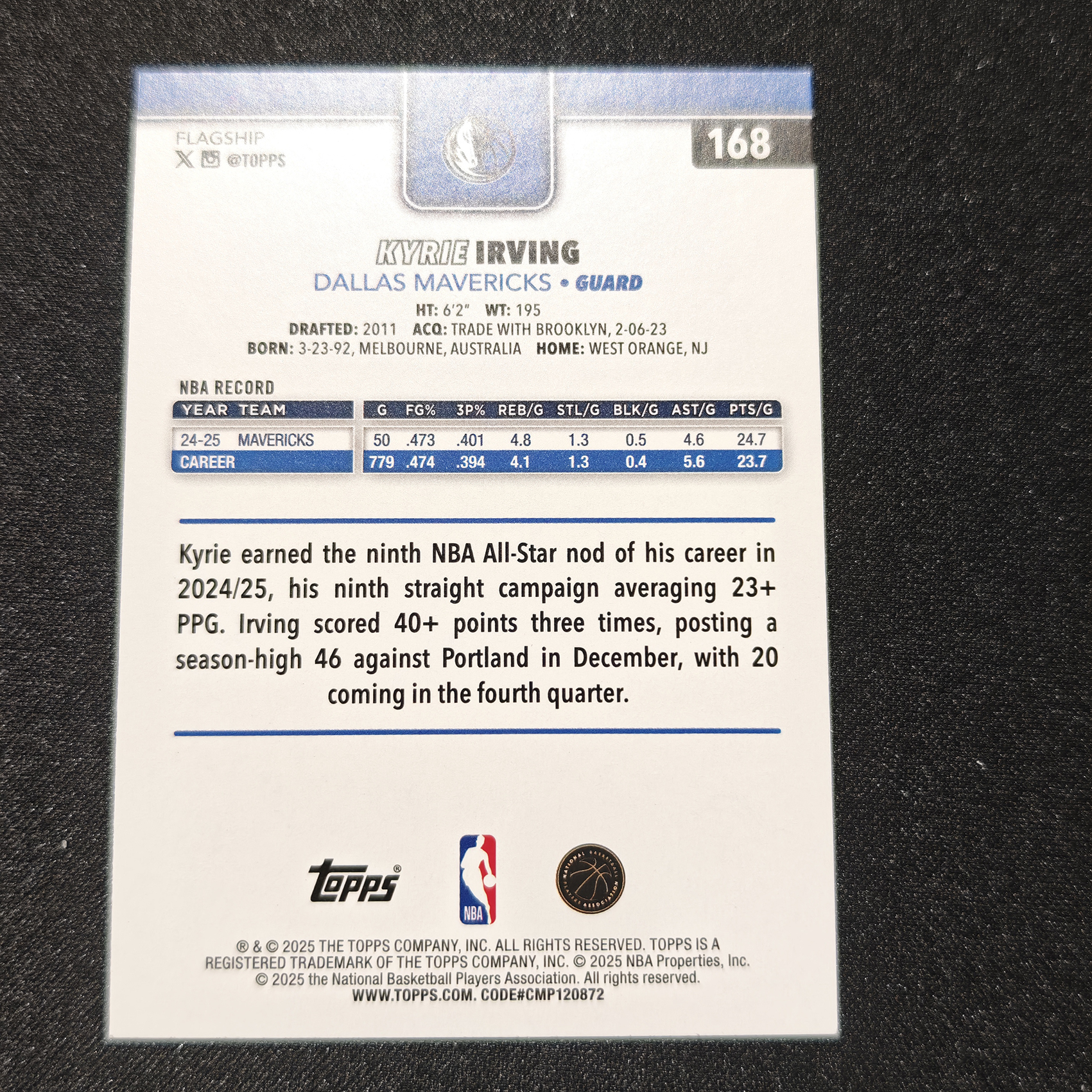 2025 Topps flagship Kyrie Irving 元年 旗舰系列 欧文 粉碎冰 折射 【立抖2
