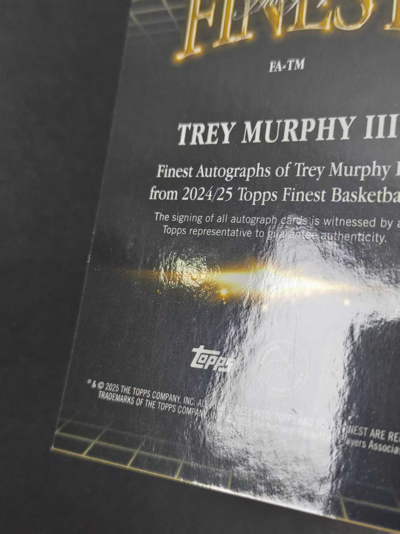 2025 Topps Finest Trey Murphy III NBA 特雷·墨菲三世 签字 53/75编 绿几何折 卡品如图 CRK