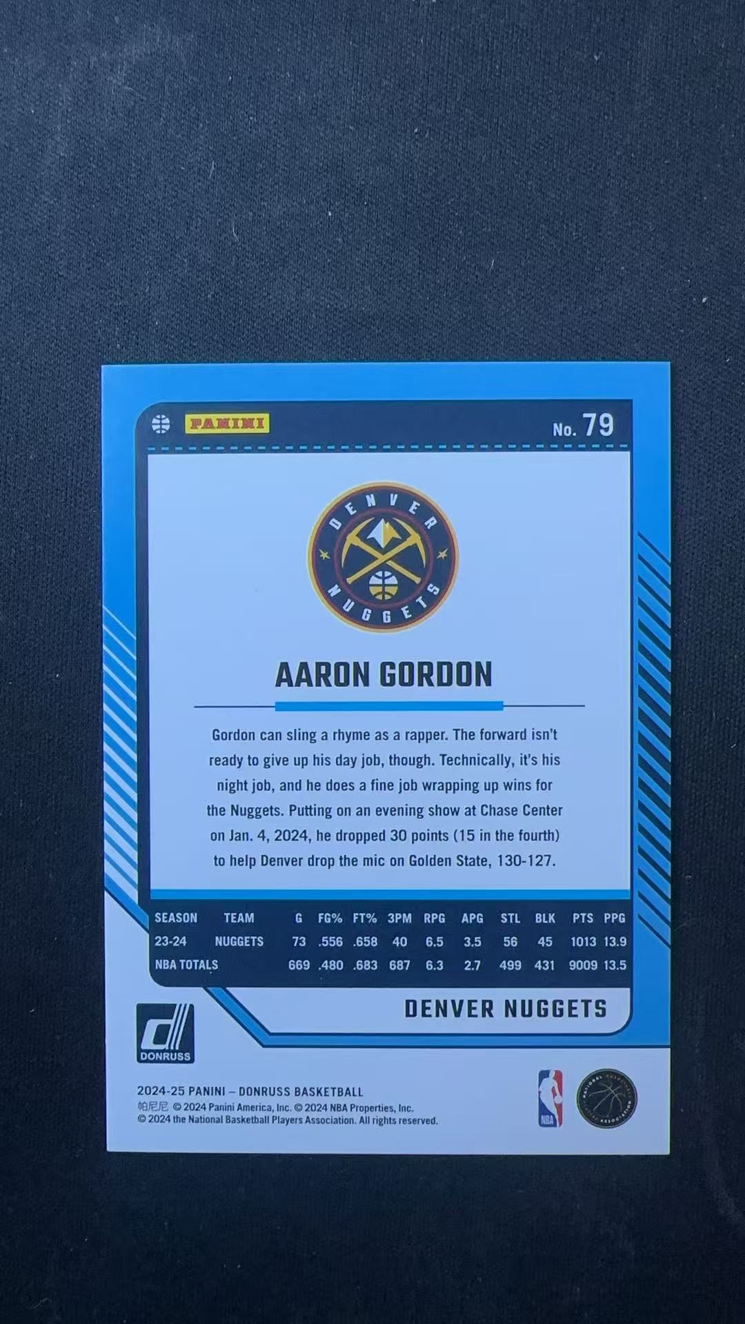 2024-25 Panini Donruss Aaron Gordon #79杜蕾斯 掘金 阿隆 戈登 149编 佛光折 卡品如图