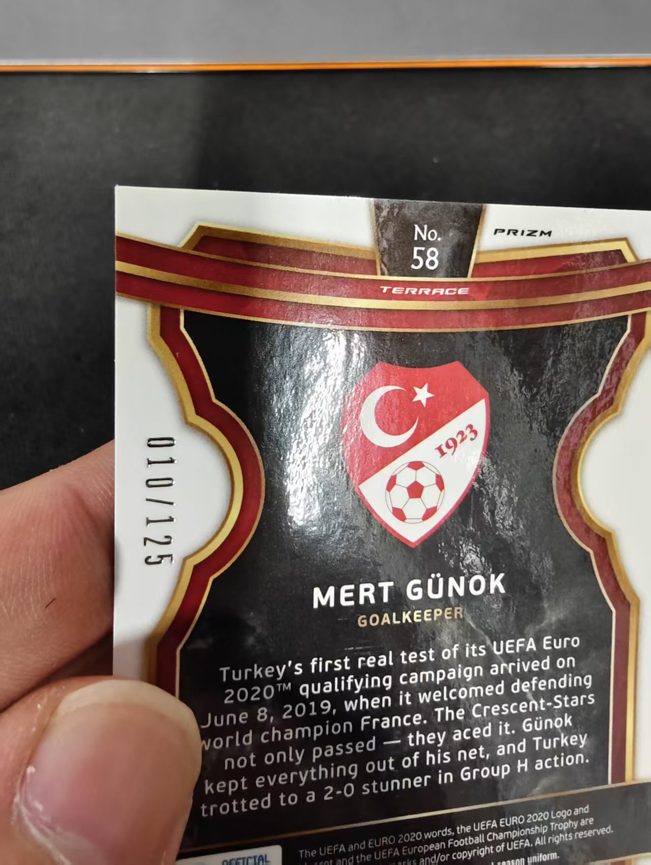 2020 panini select mert gunok 欧洲杯 土耳其 梅尔特 古诺特 rc 新秀 橙折 125编 瑕疵如图