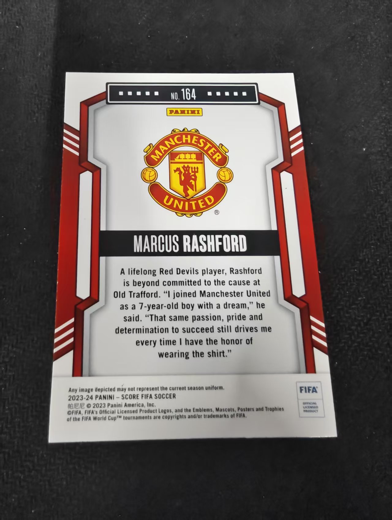 【可合并,不累计】2023-24 Panini Score Marcus Rashford 曼联 马库斯 拉什福德 FIFA 划痕 边角瑕疵 #164