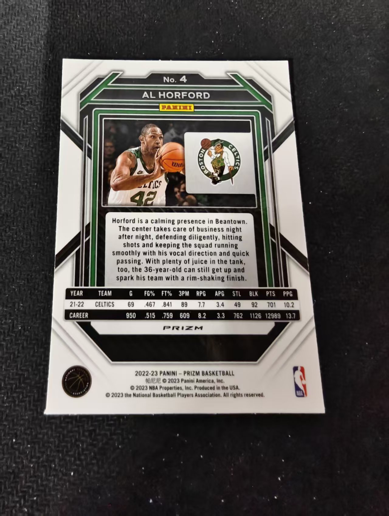 2022-23 Panini Prizm Al Horford 艾尔 霍福德 凯尔特人 银折 PZ 划痕 边角瑕疵 #4