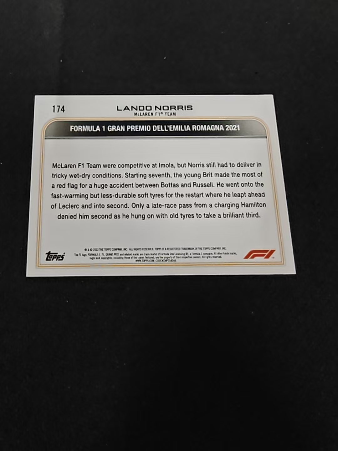 2022 Topps Chrome F1 Lando Norris 兰多 诺里斯 迈凯伦车队 划痕 边角瑕疵 @174
