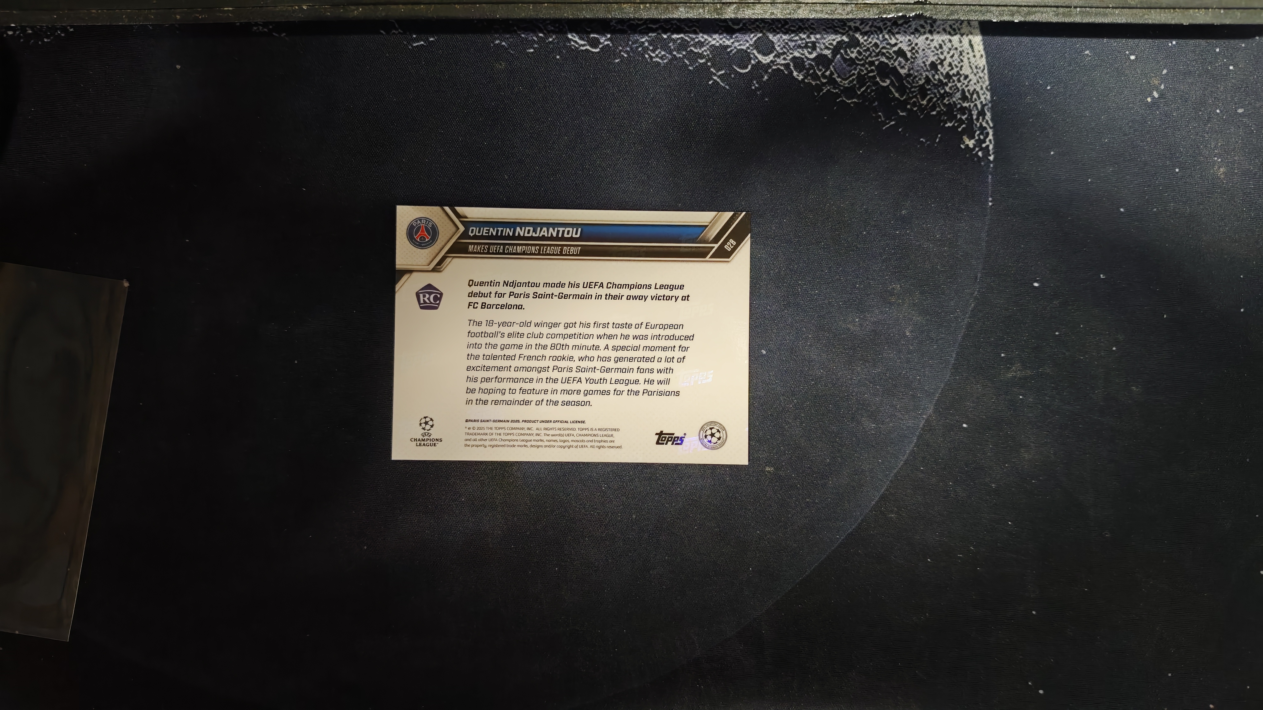 2025 Topps Topps Now quentin ndjantou RC 【六六拍卖】康坦 恩贾恩图 新秀 法国 巴黎圣日尔曼 大巴黎 欧冠首秀 边锋 前锋 最近场场出场 小妖 未来可期