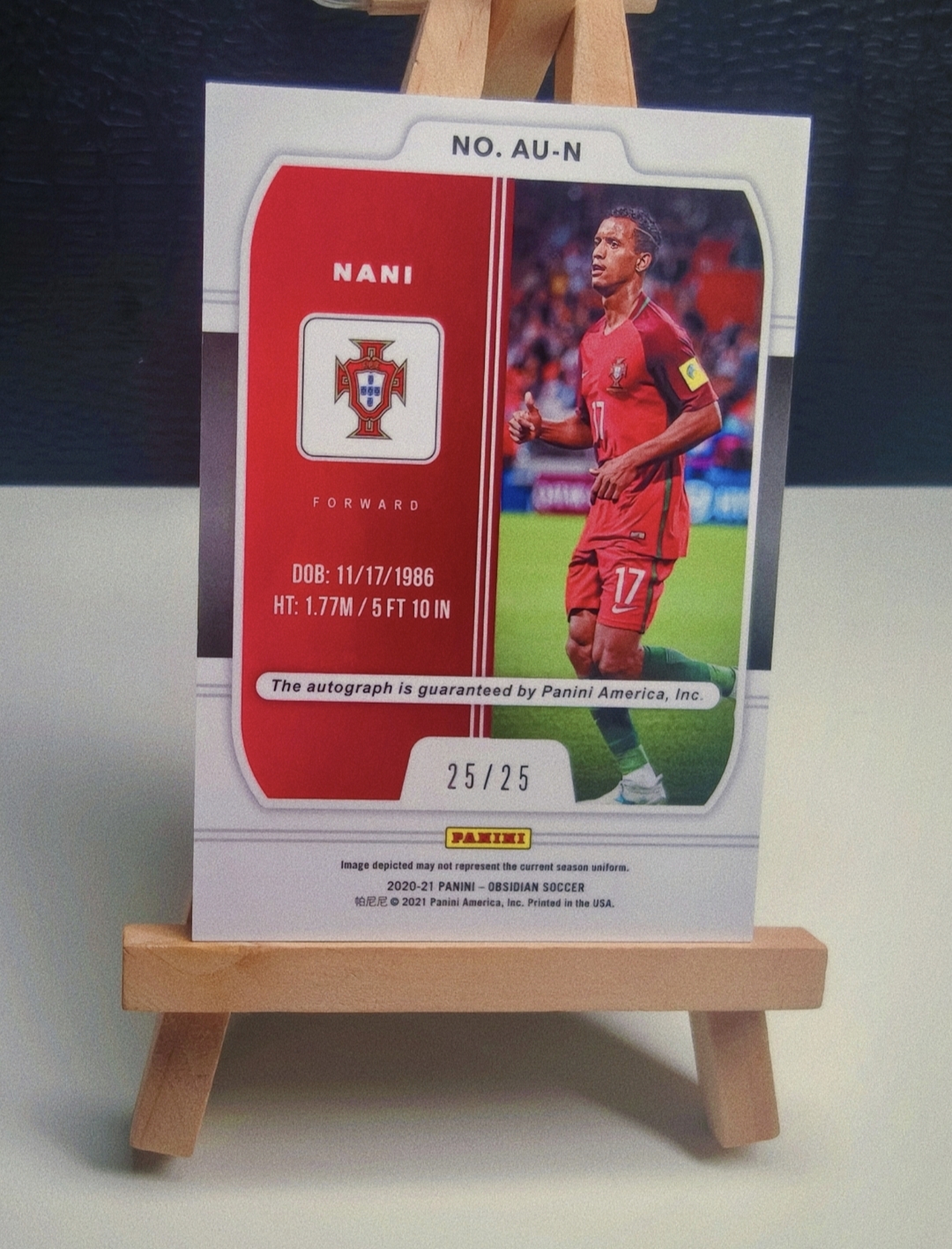 2020-21 Panini Obsidian nani 纳尼 25/25 等同于1/1 彩虹 签字 C罗莱奥维蒂尼亚卡品如图可评 psa bgs