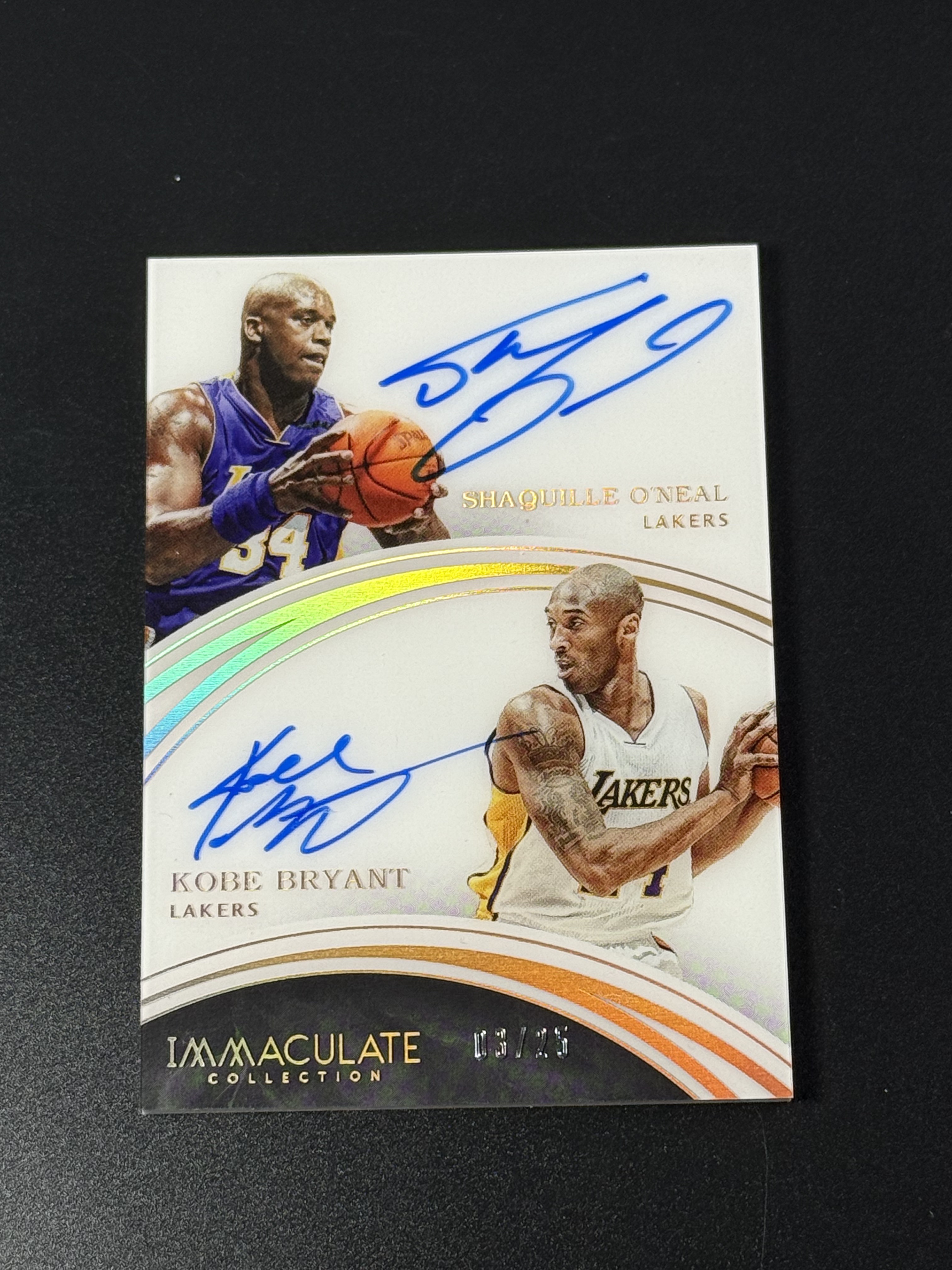 【喷子拍卖】2015-16 Immaculate Shaquille O'Neal Kobe Bryant 洛杉矶湖人 科比 布莱恩特 大鲨鱼 奥尼尔 签字 25编 镜面 闪版 唯一OK组合双人卡签 大hit卡 送订制壳 轻印看图 APTX