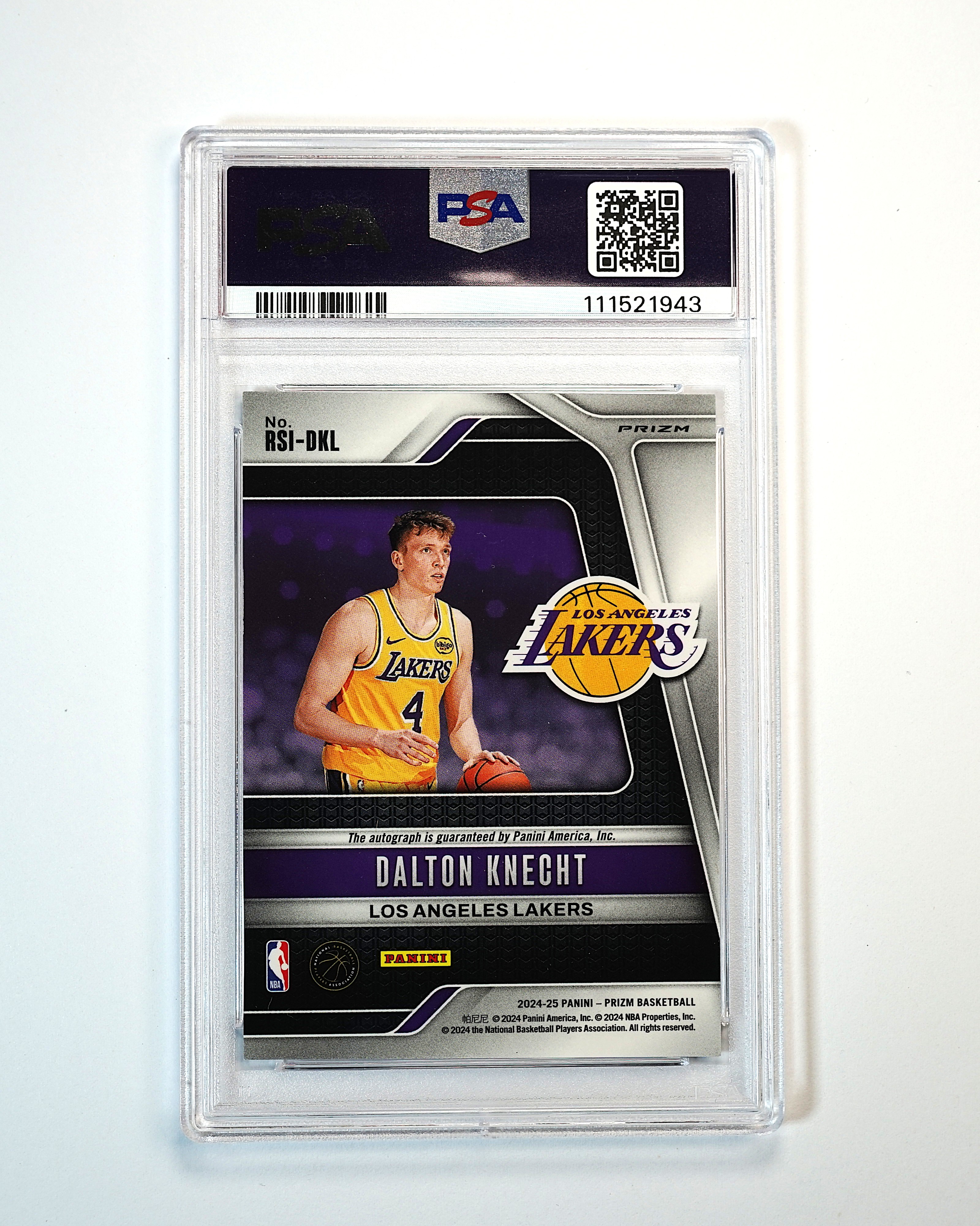 2024-25 Panini Prizm Dalton Knecht RC PZ 多尔顿 克内克特 新秀 正base签 银折 PSA卡品9分 签字10分 湖人 东契奇 里夫斯队友 未来可期【BY】