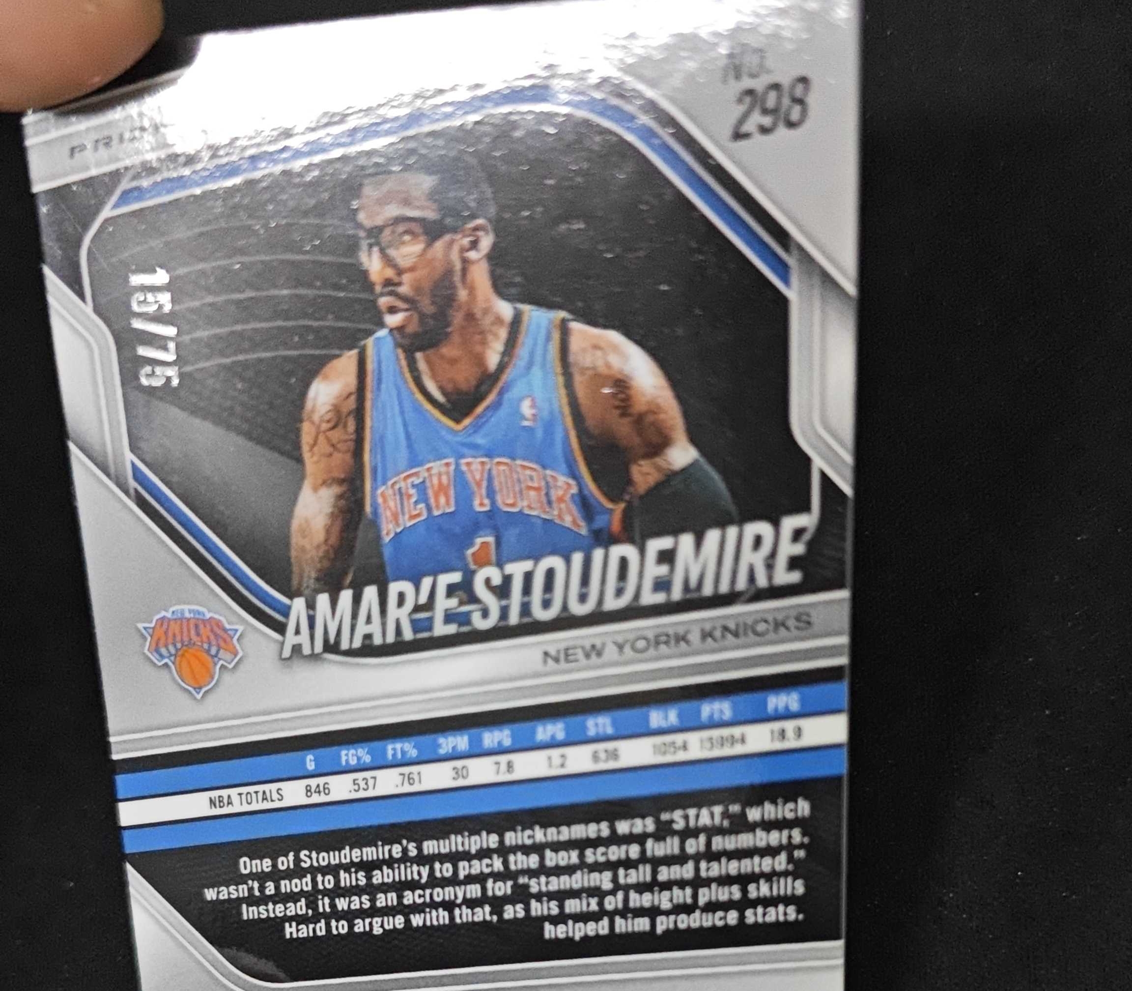 2024-25 Panini PRIZM BLACK Amare Stoudemire 【SC拍卖】pz 尼克斯 斯塔德迈尔 75编 红格子折 瑕疵如图收藏必备(小骆)