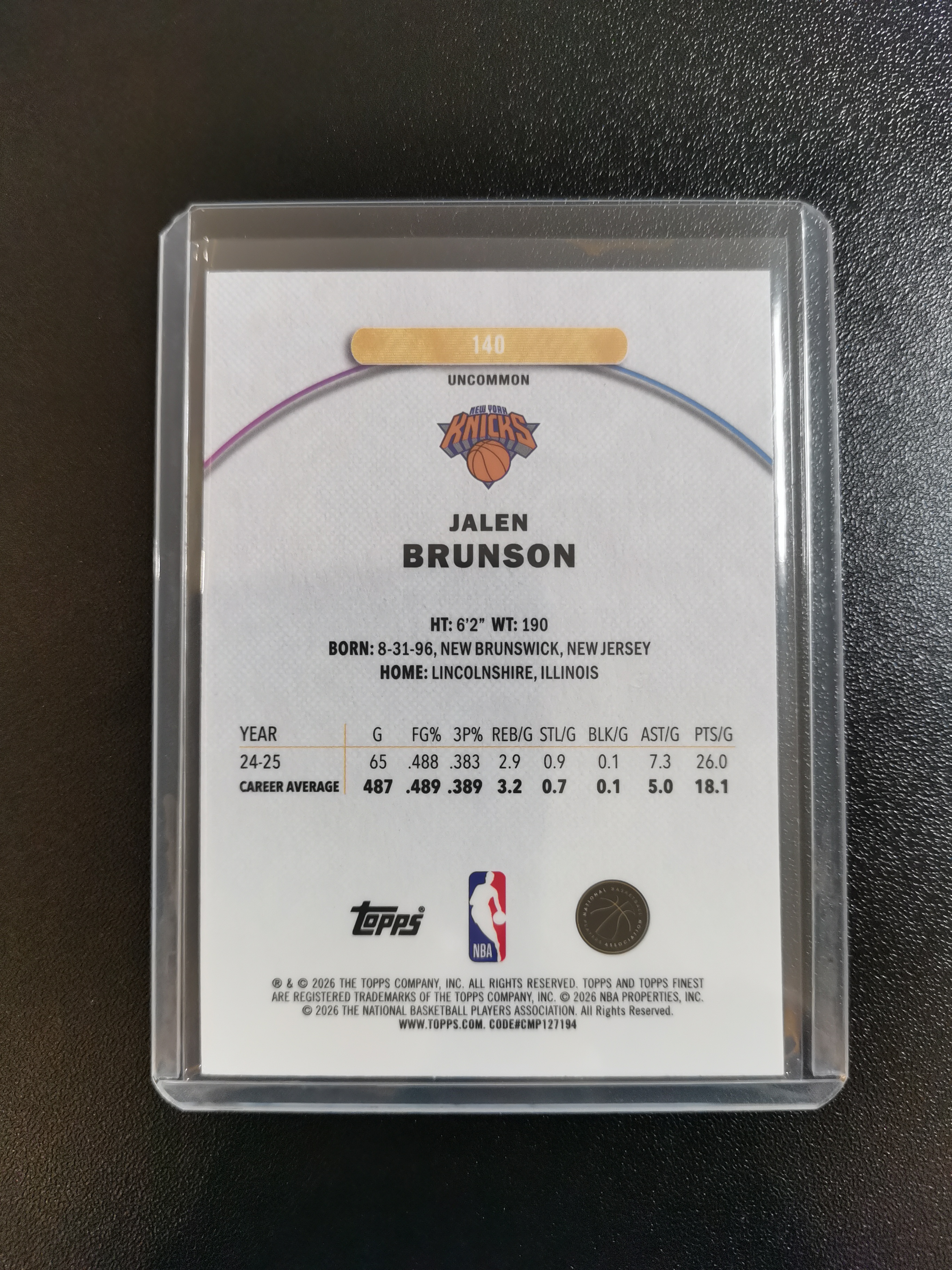 2026 Topps Finest Jalen Brunson 大头 布伦森 尼克斯 二级 收藏凑套 卡品如图 免费代拍NBXX