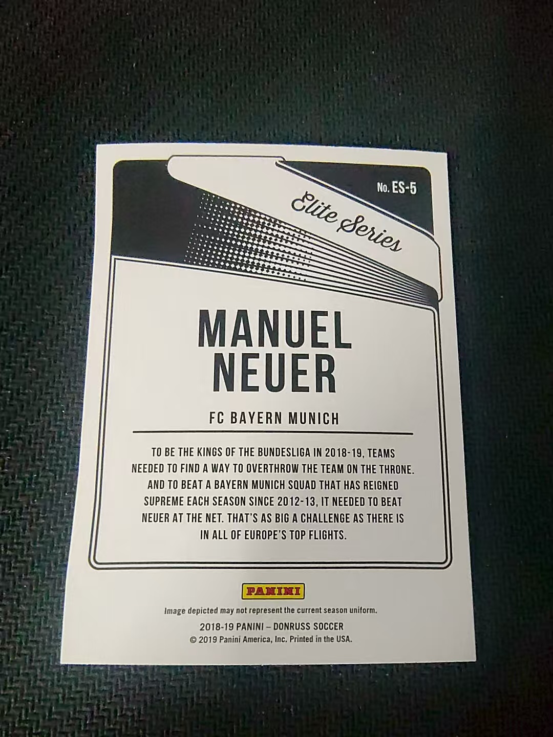 【可合并,不累计】2018-19 Panini Donruss Manuel Neuer 拜仁慕尼黑 诺伊尔 特卡 杜蕾斯 划痕 边角瑕疵 #5