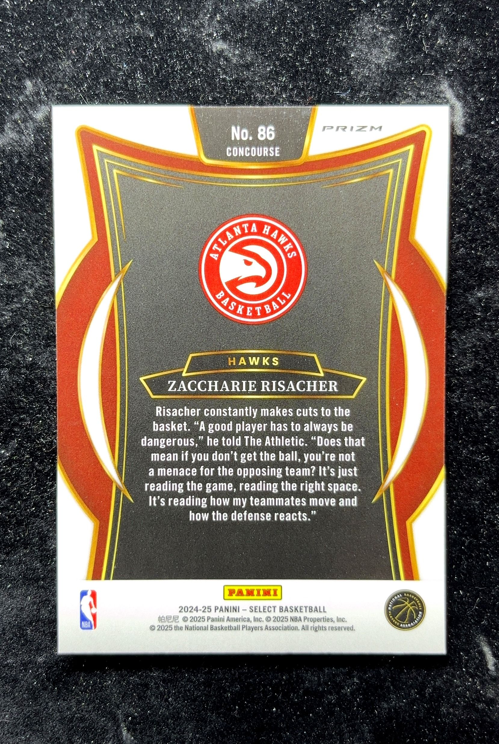 【小白1%代卖】2024 Panini Select Prizm Zaccharie Risacher 扎卡里·里斯彻 蓝碎冰折 折射 新秀 RC 卡品如图 高价值 #86 Atlanta 0702