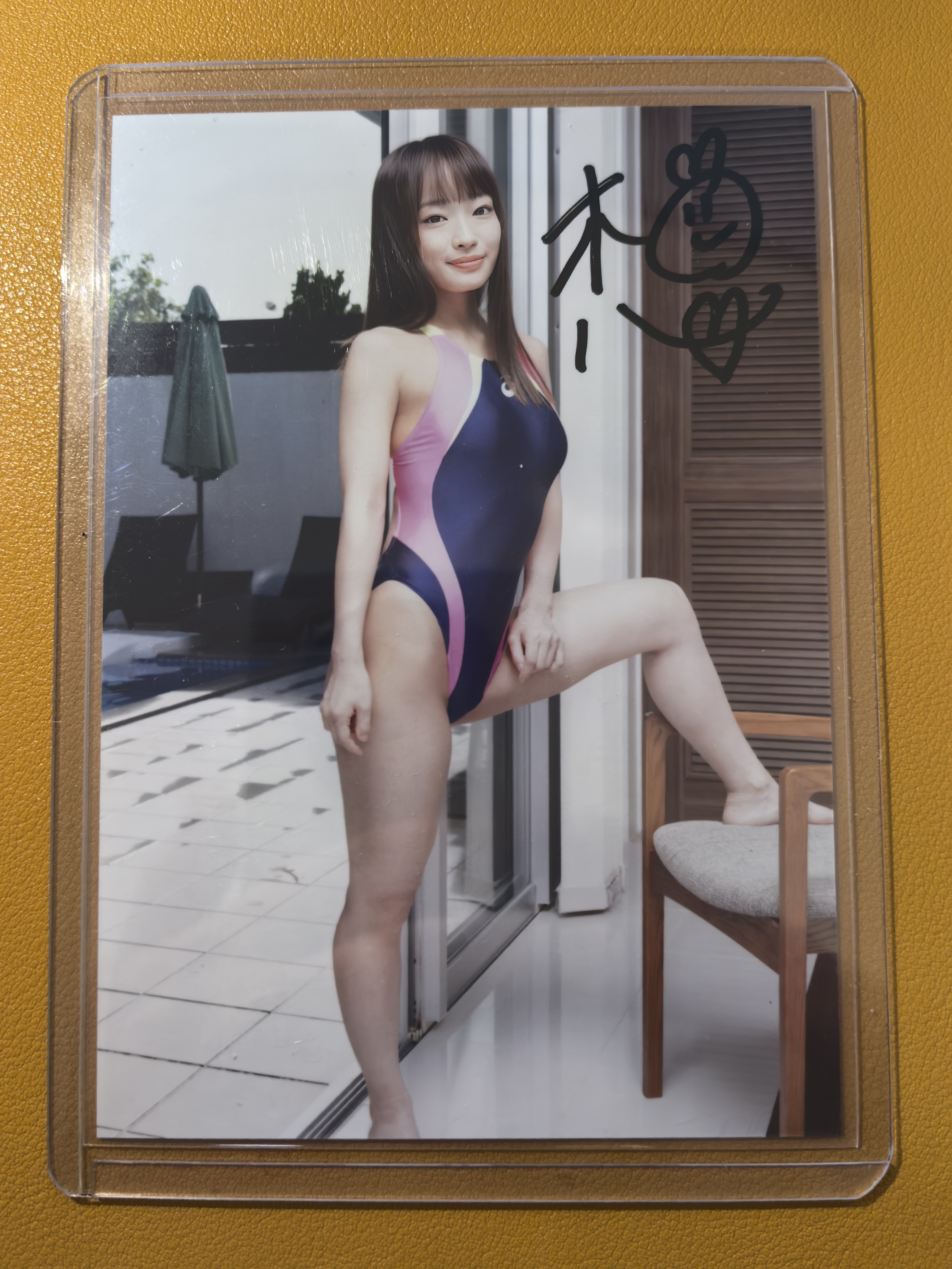 偶像艺人模特【日本代购】大张卡签完美签字 实卡超好看绝版稀有美女车模妹卡