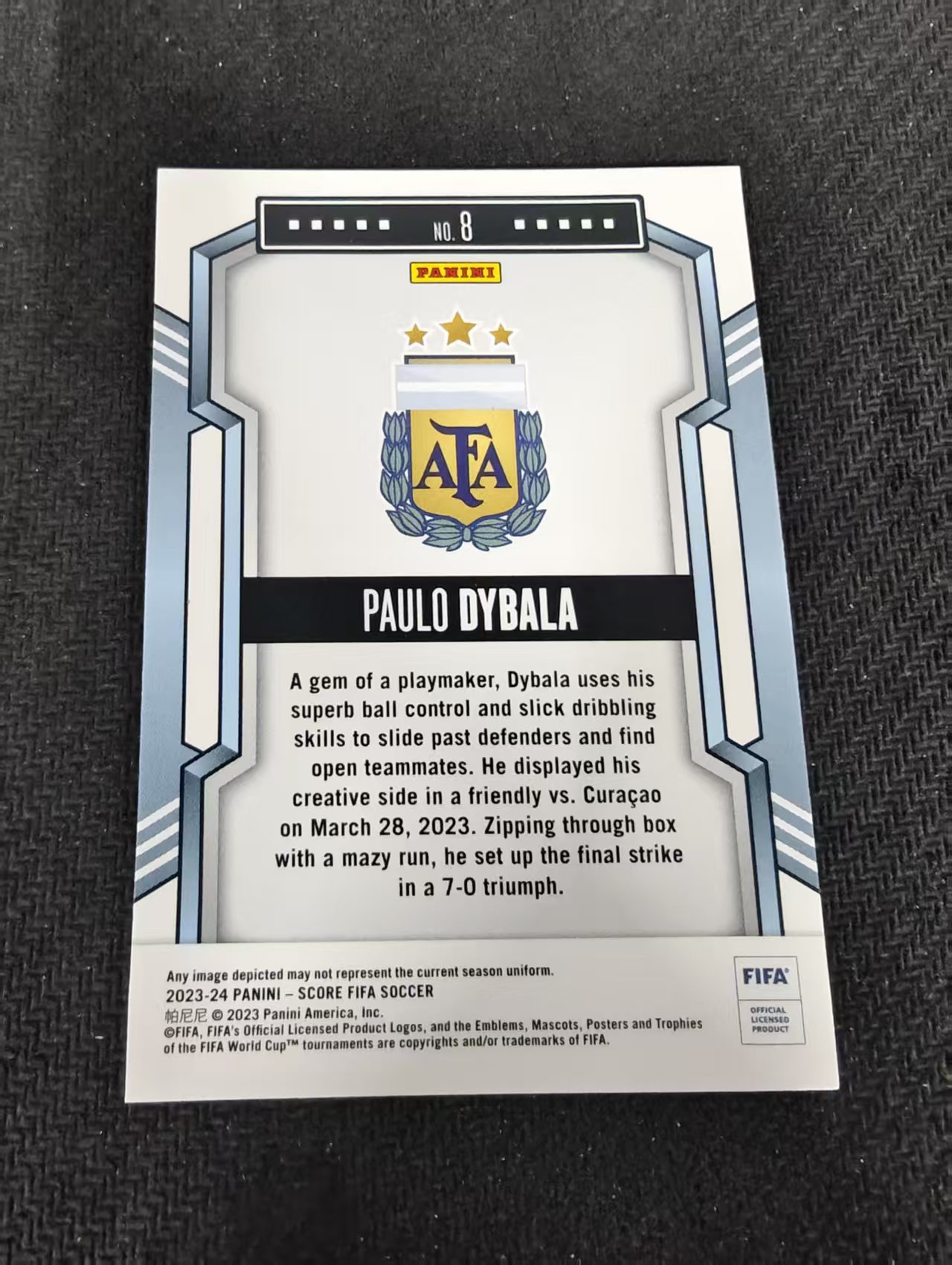 【可合并,不累计】2023-24 Panini Score Paulo Dybala 阿根廷 小魔仙 迪巴拉 FIFA 划痕 边角瑕疵 #8