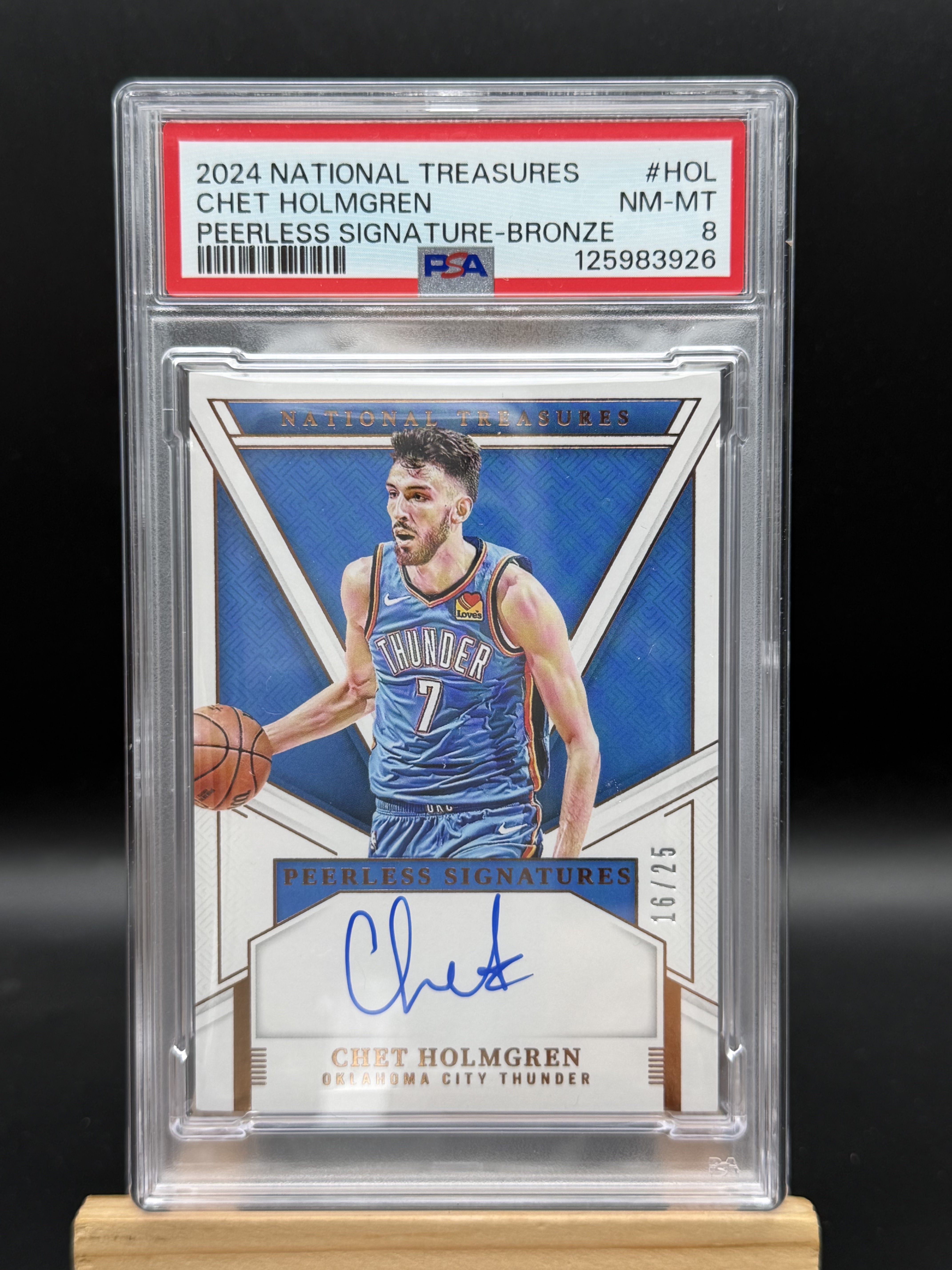 2024 Panini National Treasures Chet Holmgren 切特 霍姆格伦 雷霆 国宝 peerless 无双 25编 铜折 卡签 签字 PSA8分