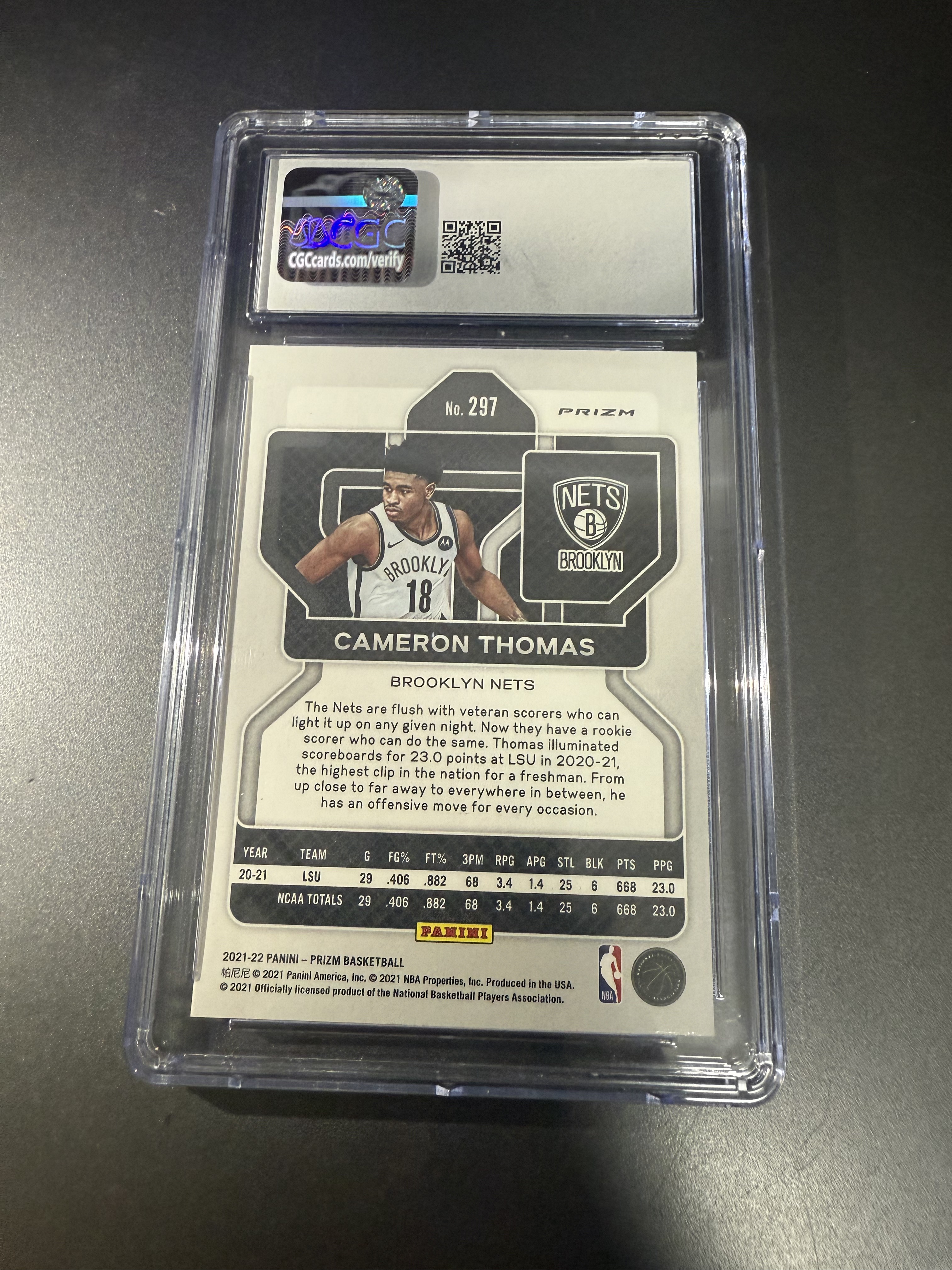 2021-22 Panini Prizm Cameron Thomas RC 卡梅伦托马斯 新秀 pz 碎冰折 cgc9分 评级 件
