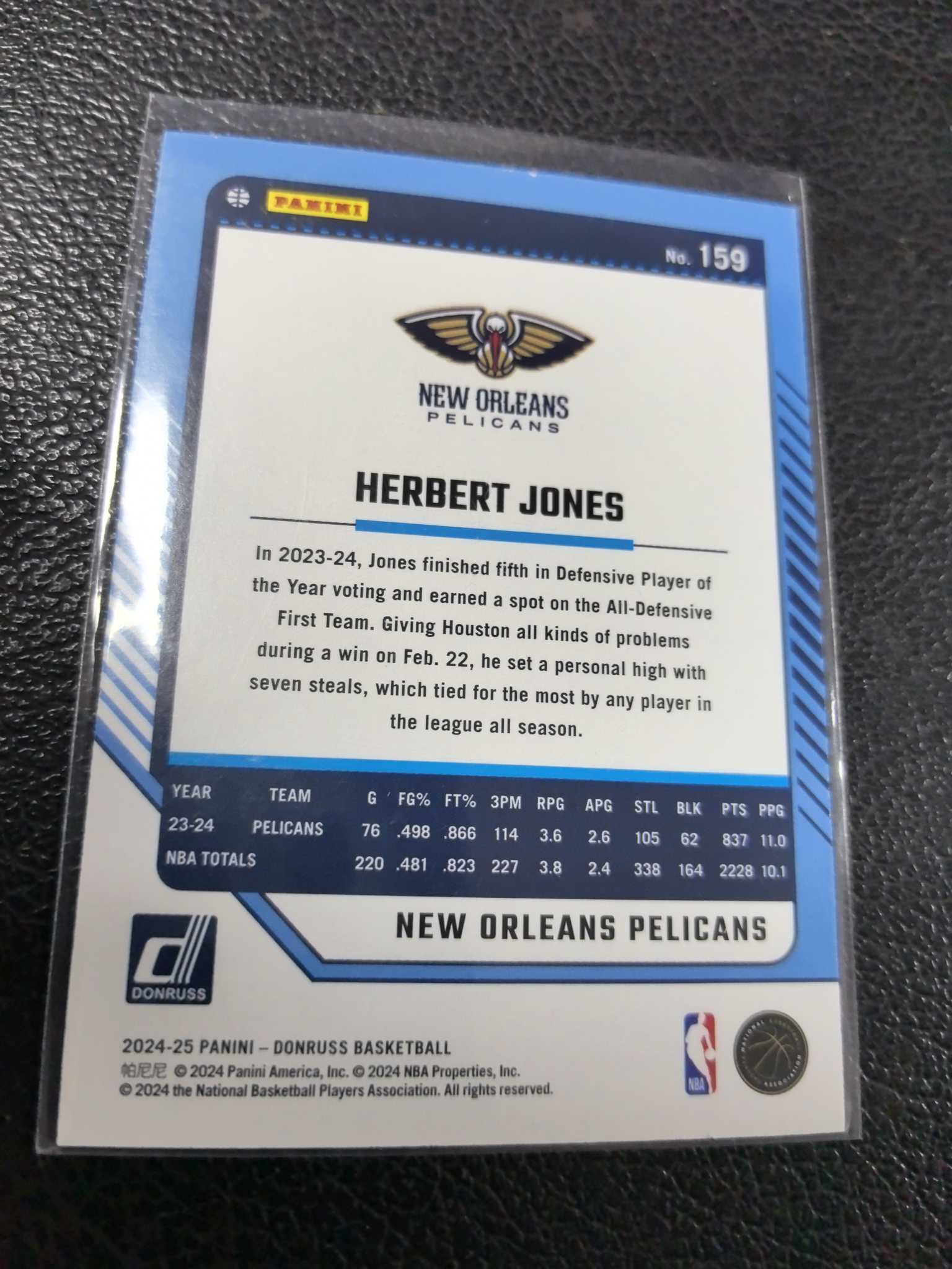 2024-25 赫伯特 琼斯 鹈鹕 199编 杜蕾斯 10-9