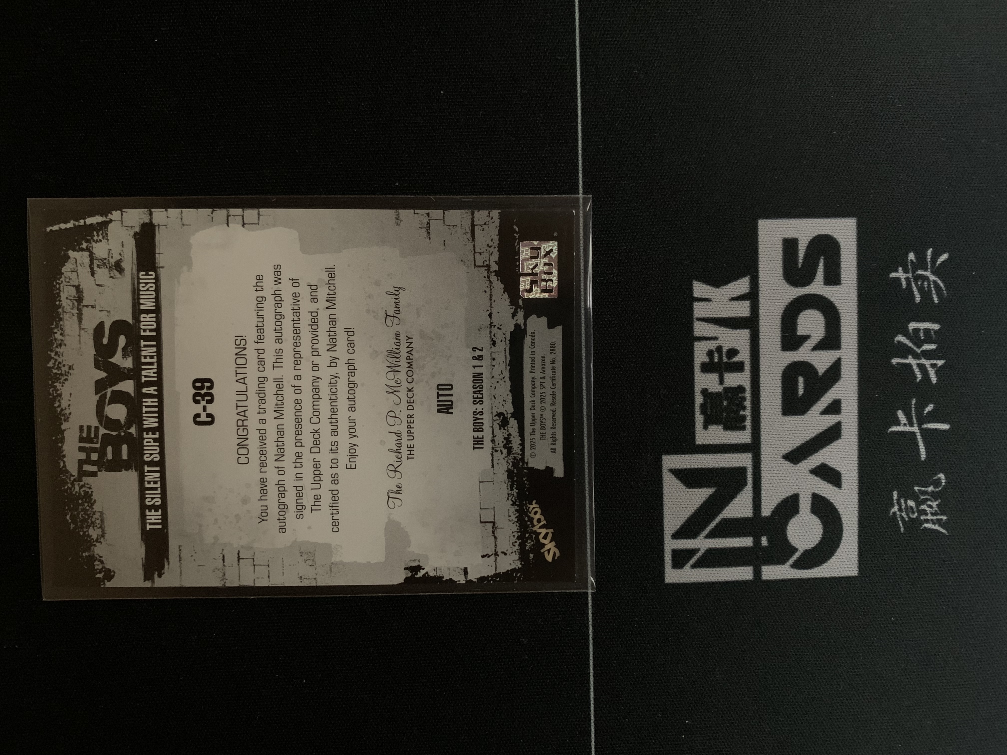 2025 Upper Deck the boys:season 1&2 黑袍纠察队 black noir 玄色 签字 C-39 卡品如图 收藏必备 麦麦