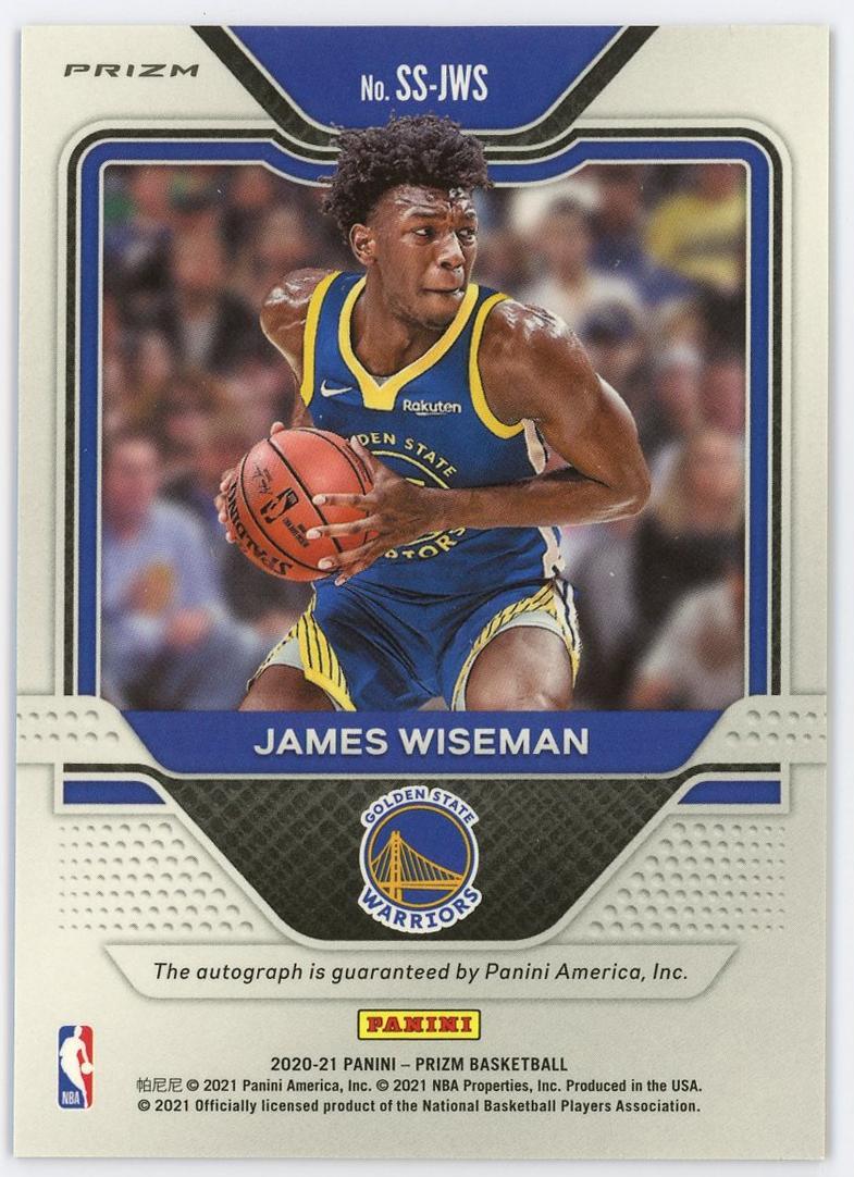 2020-21 Panini Prizm James Wiseman RC 詹姆斯怀斯曼 新秀 pz 签字 SS签 红圈圈折 折射 勇士 卡品如图 0YQ3/11.16