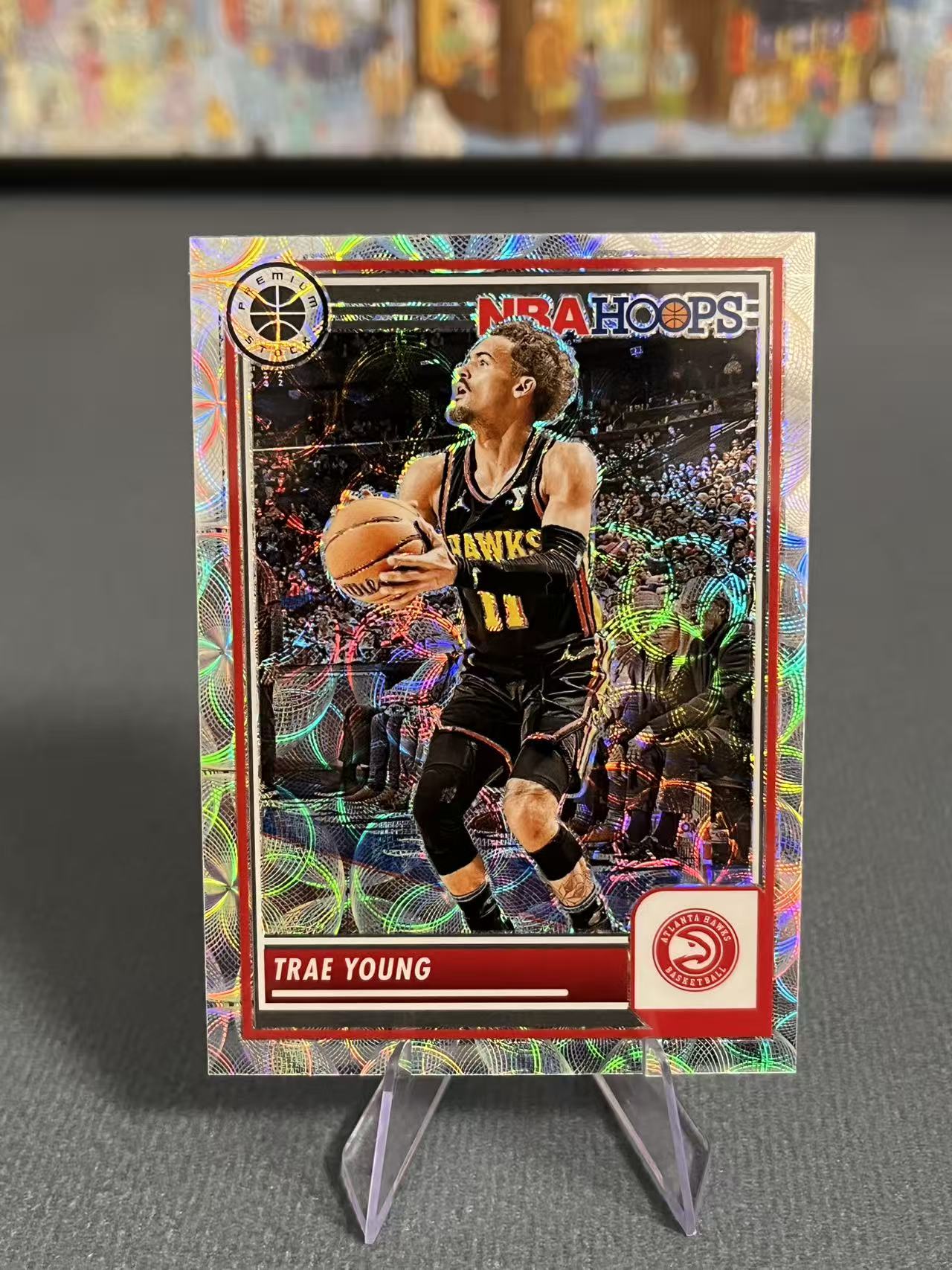 2023-24 Panini NBA Hoops Premium Stock Trae Young 特雷 杨 纽约市长 银圈圈折 Silver Choice Prizm 投资必备