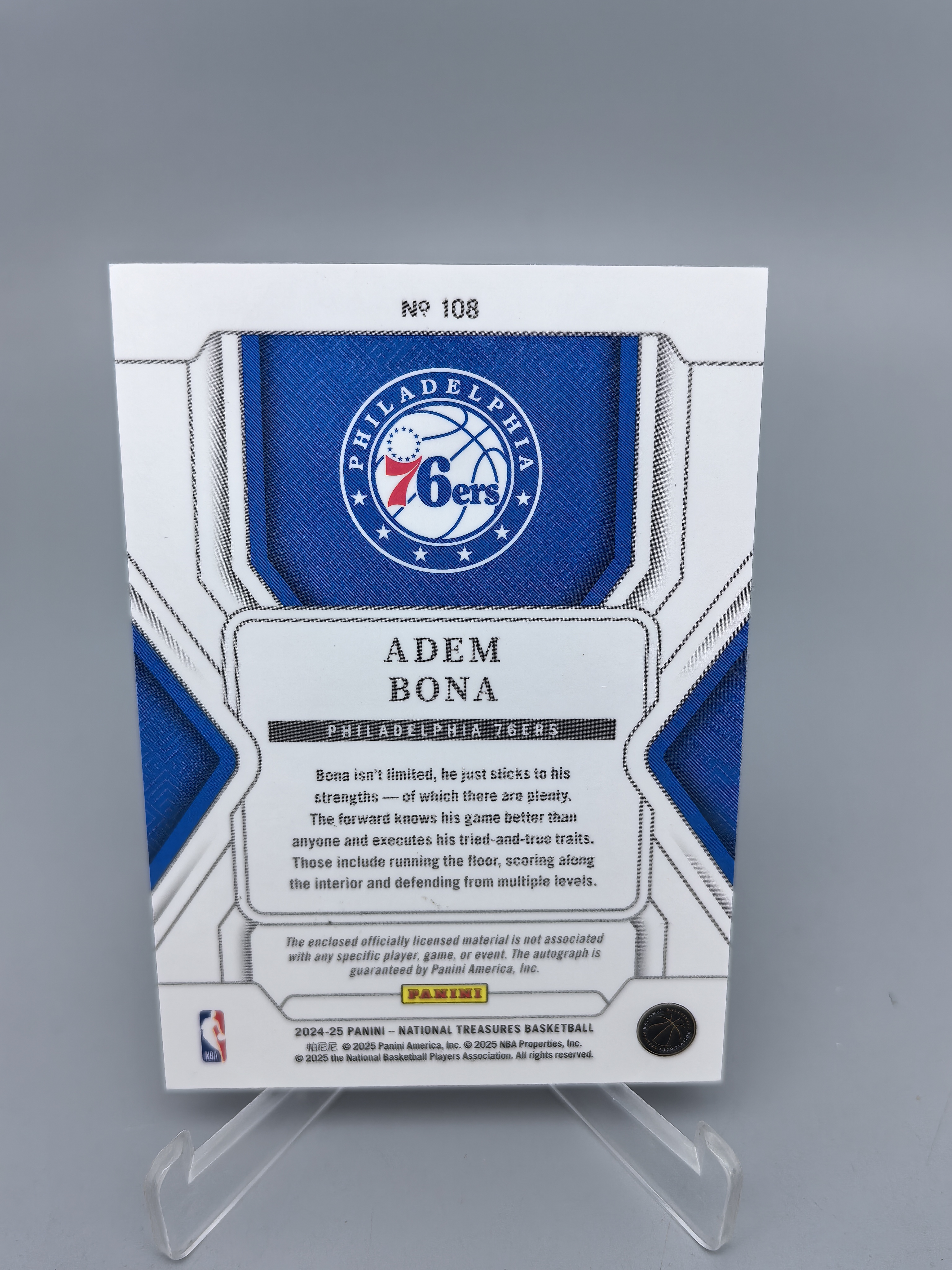 【坚果卡牌代拍】 2024-25 Panini National Treasures Adem Bona RC 76人 阿德姆 博纳 25编 国宝 新秀 RC 暴力切割 RPA 卡签 阿顺1027