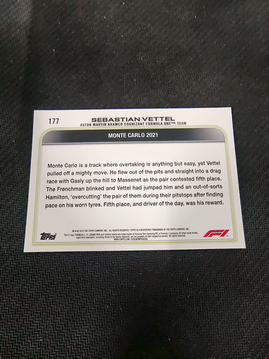 【汽水拍卖】2022 Topps Chrome F1 Sebastian Vettel 塞巴斯蒂安 维特尔 划痕 边角瑕疵 @177