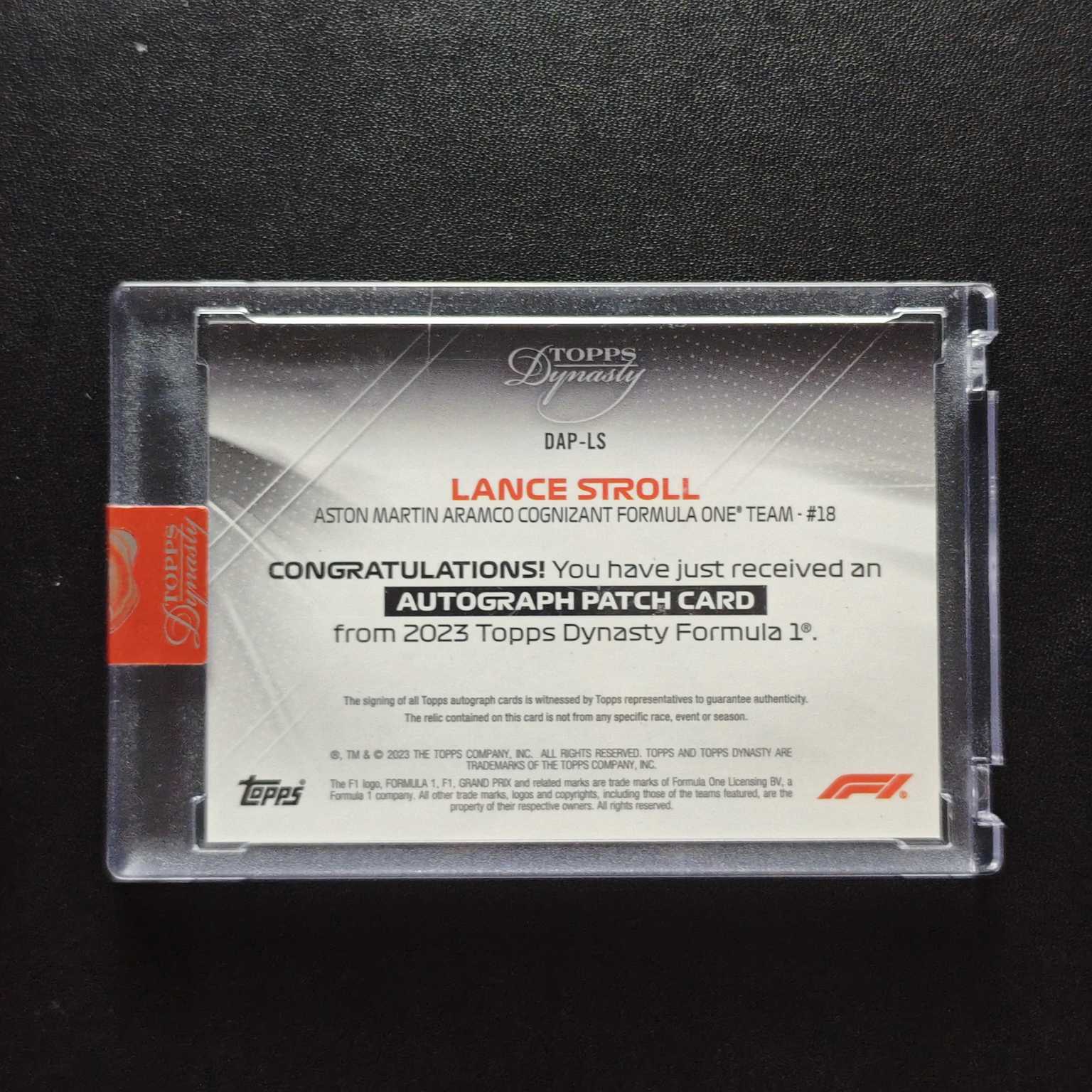2023 Topps Dynasty Lance Stroll 王朝 10编 PA 卡签签字卡 Patch物料卡 兰斯 斯特罗尔 原封砖(彬伯 ...