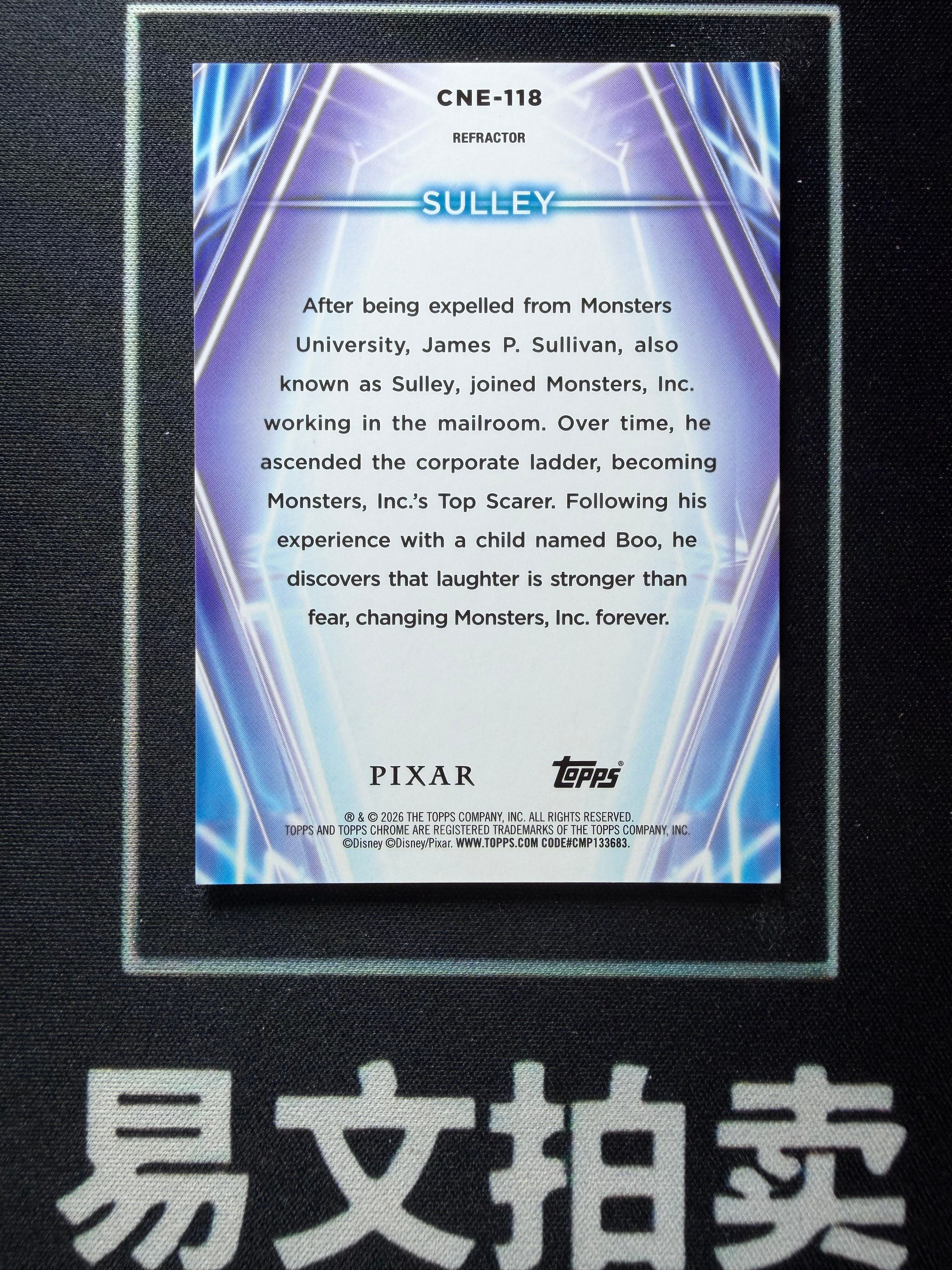 【易文拍卖 超级回款】2026 Topps Chrome Disney 迪士尼TC 霓虹 SULLEY SULLIVAN 毛怪 苏利文 039/199编 蓝折 卡品如图#不二安