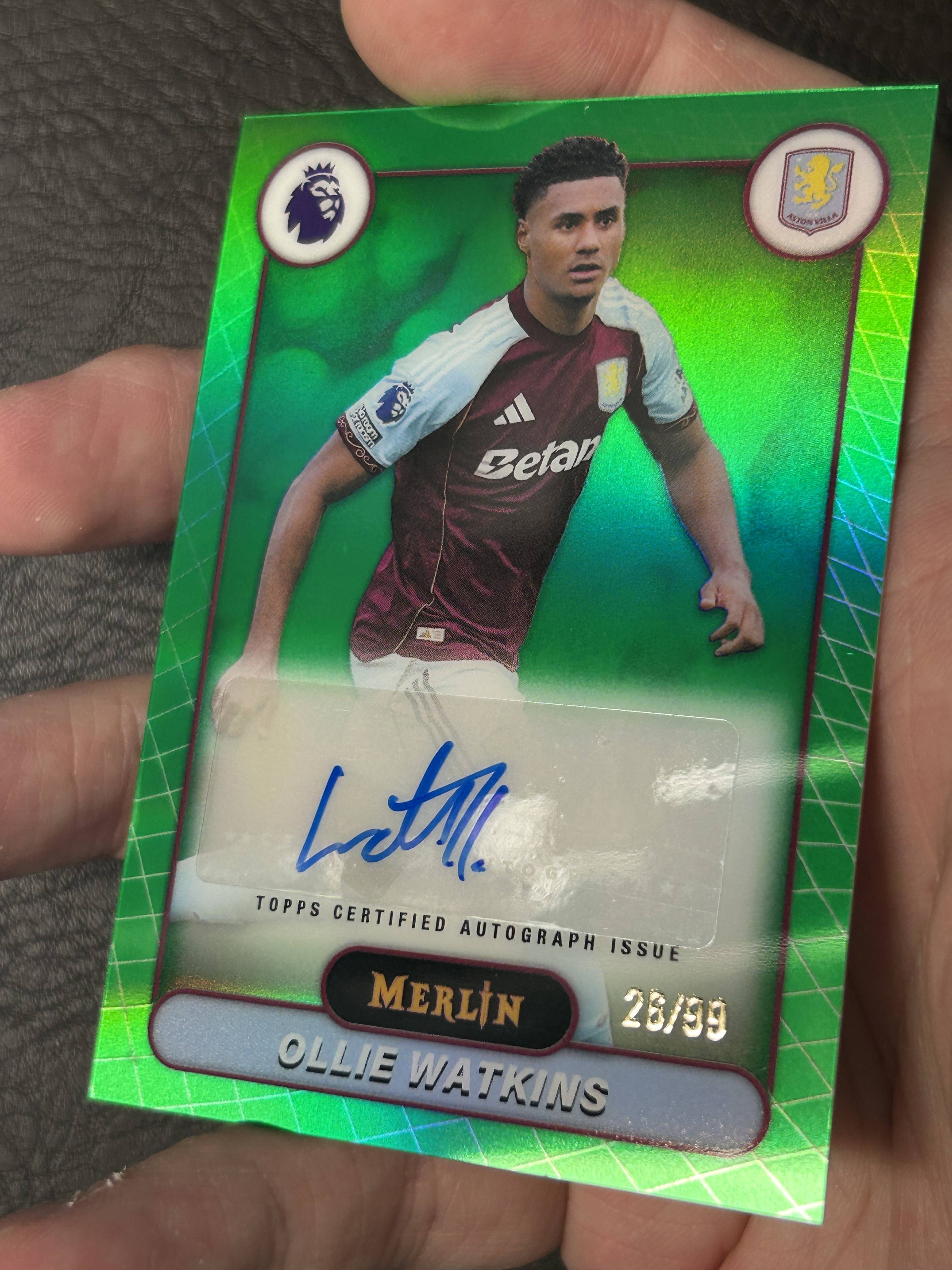 2026 Topps Premier Ollie Watkins #MV-OW 英超 梅林 绿折 99编 沃特金斯 英格兰 前锋 签字
