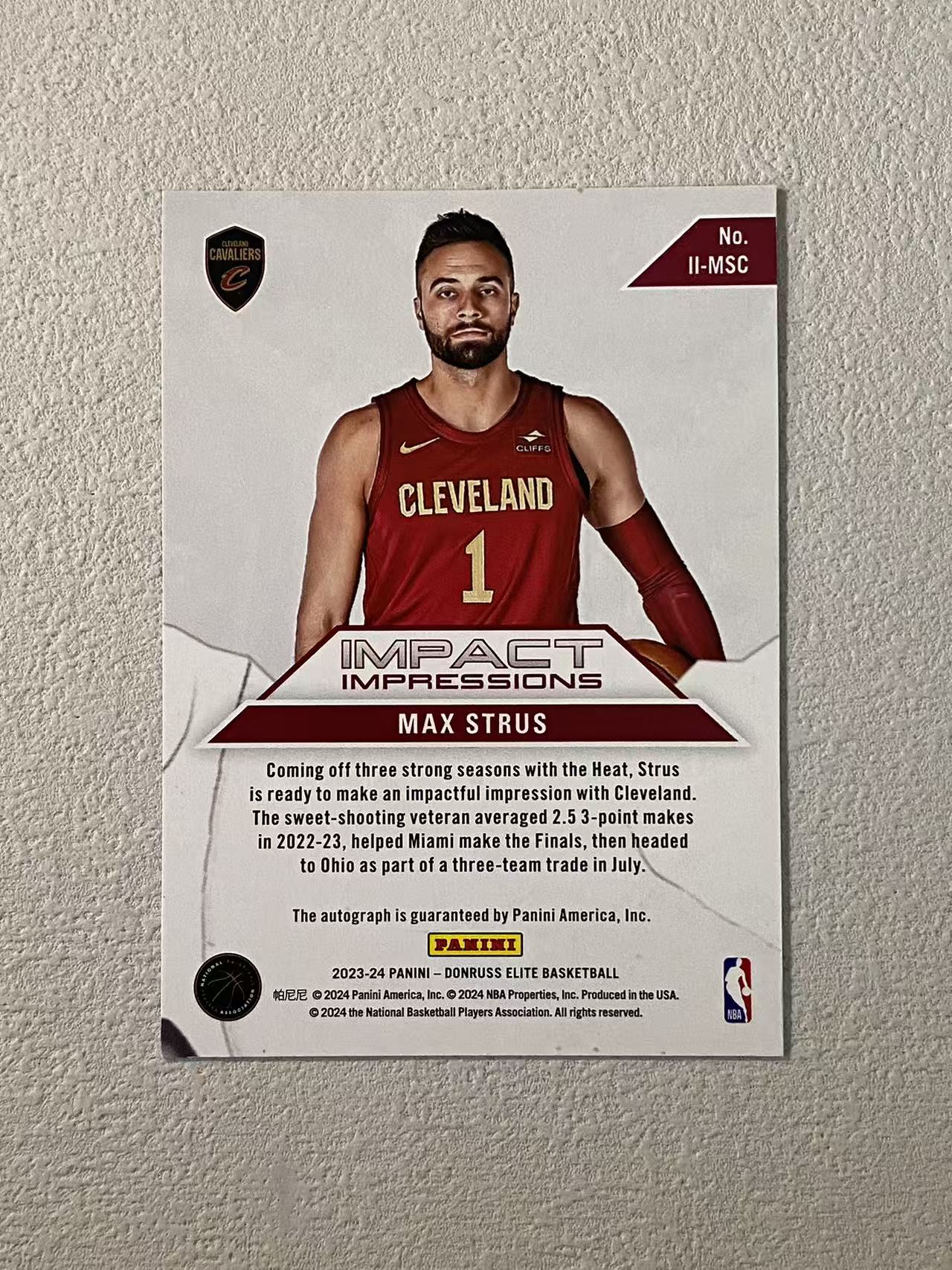 2023-24 Panini Donruss Elite Max Strus 精英 骑士 斯特鲁斯 签字 impact签 收藏必备