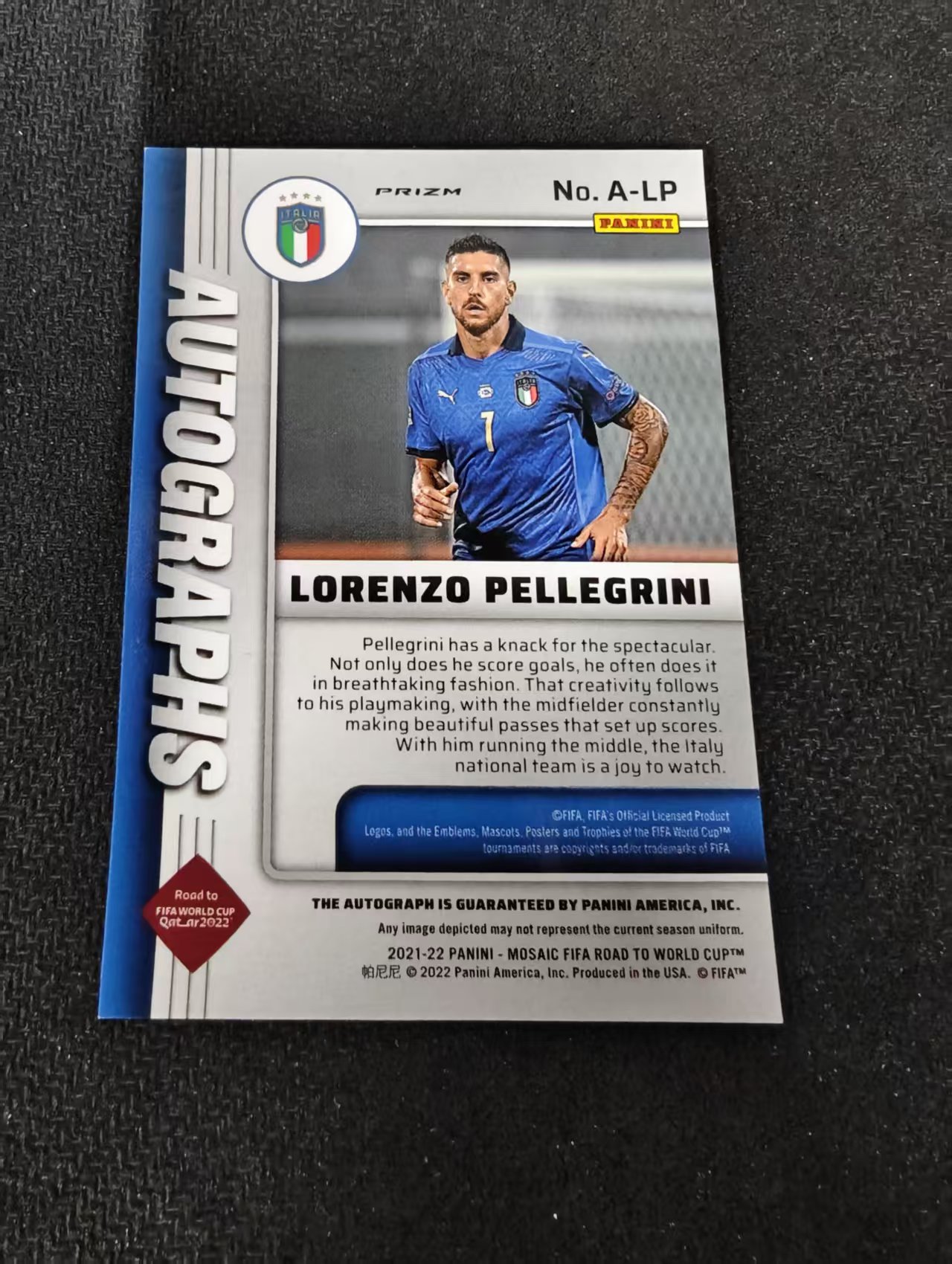 2021-22 Panini Mosaic Lorenzo Pellegrini 洛伦佐・佩莱格里尼 意大利 世界杯之路 马赛克 签字 瑕疵如图