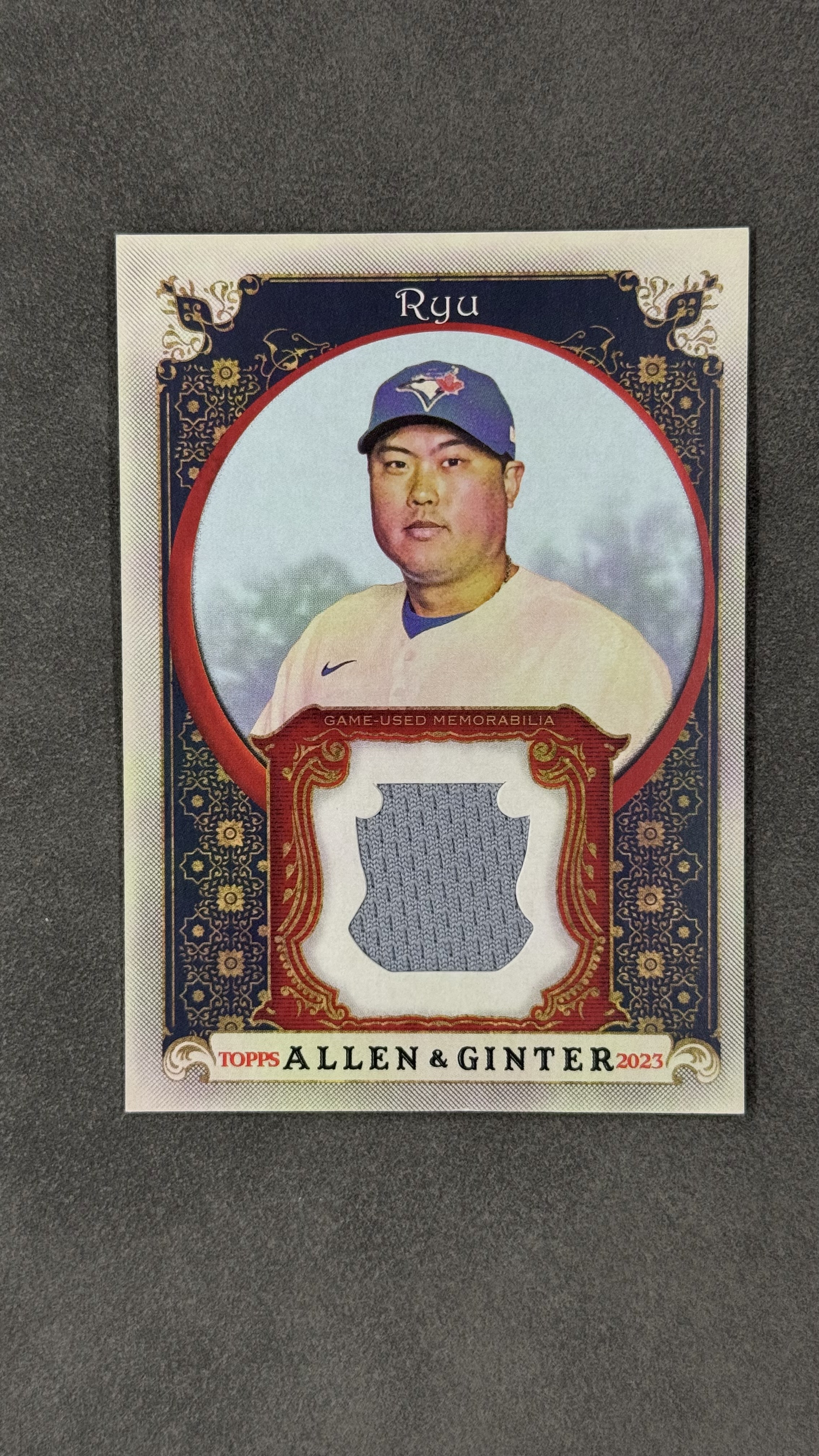 2023 Topps Allen & Ginter Hyun-Jin Ryu 道奇队转会蓝鸟队 柳贤振 优质投手 Game used 亲穿球衣 稀少 值得凑套收藏 #AGRB-HJR