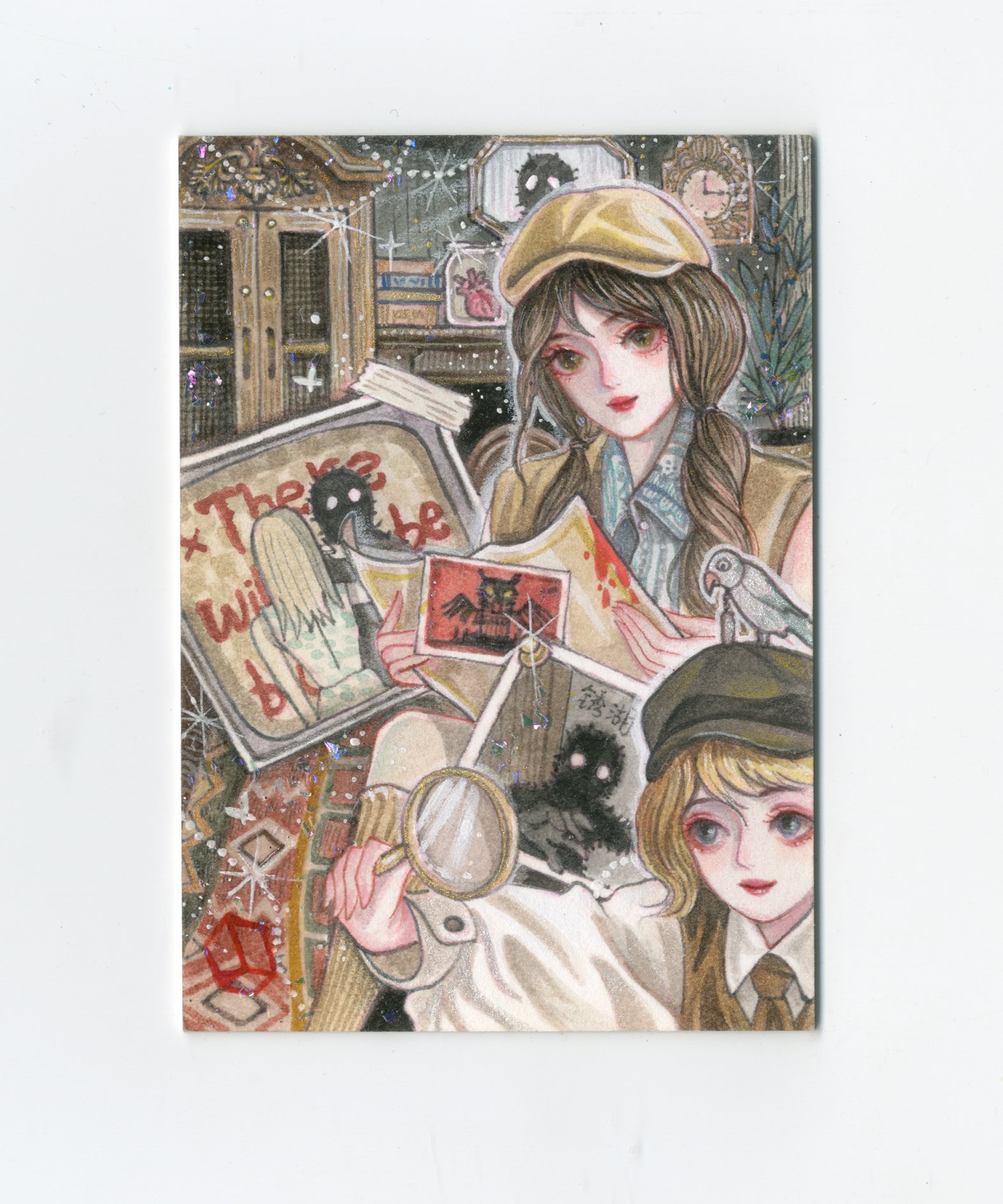 【Jackie杰基拍卖】无定义工作室 线索系列 美女侦探 锈湖 手绘卡 1/1 画师:kiki(灯塔)