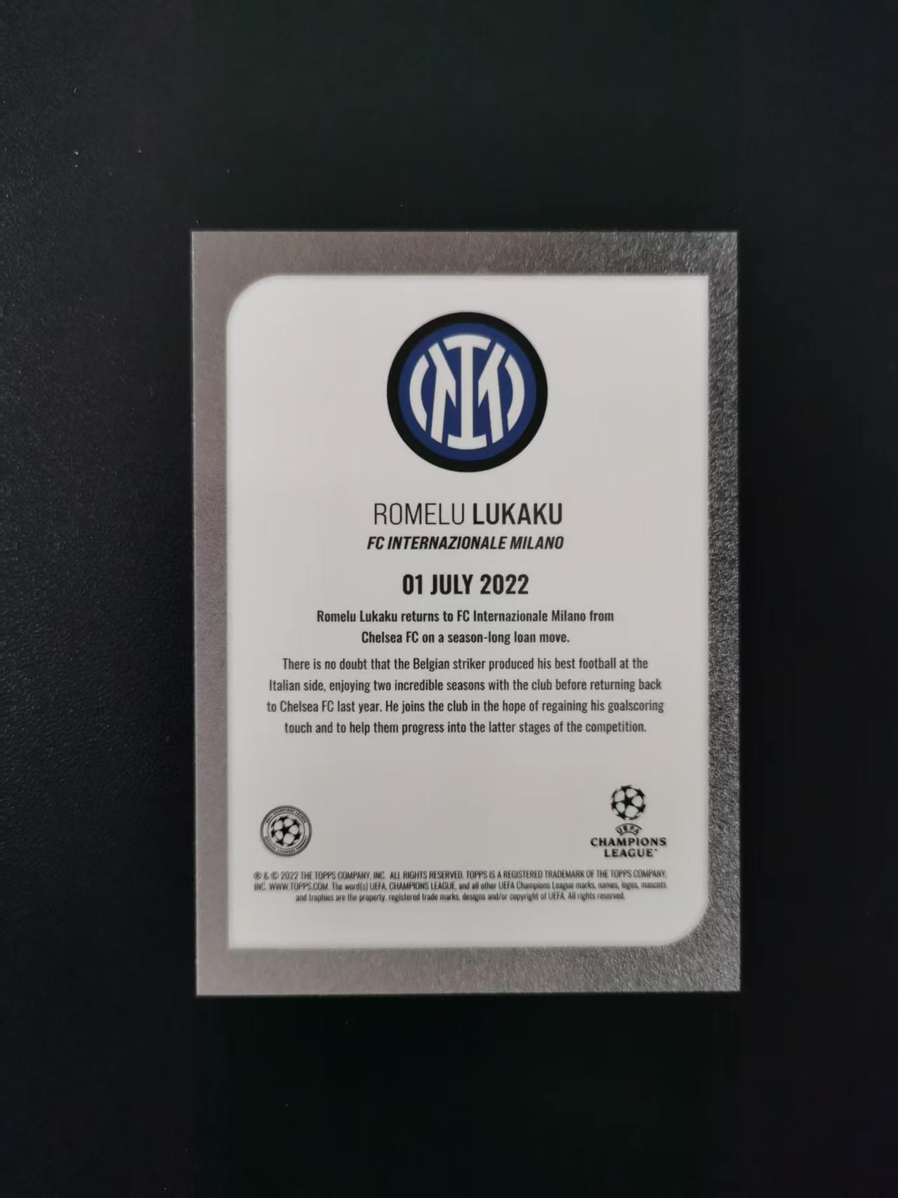2022 Topps Topps Romelu Lukaku 罗梅卢 国米 欧冠 折射 收藏凑套 瑕疵如图 免费代拍zyjhSD2