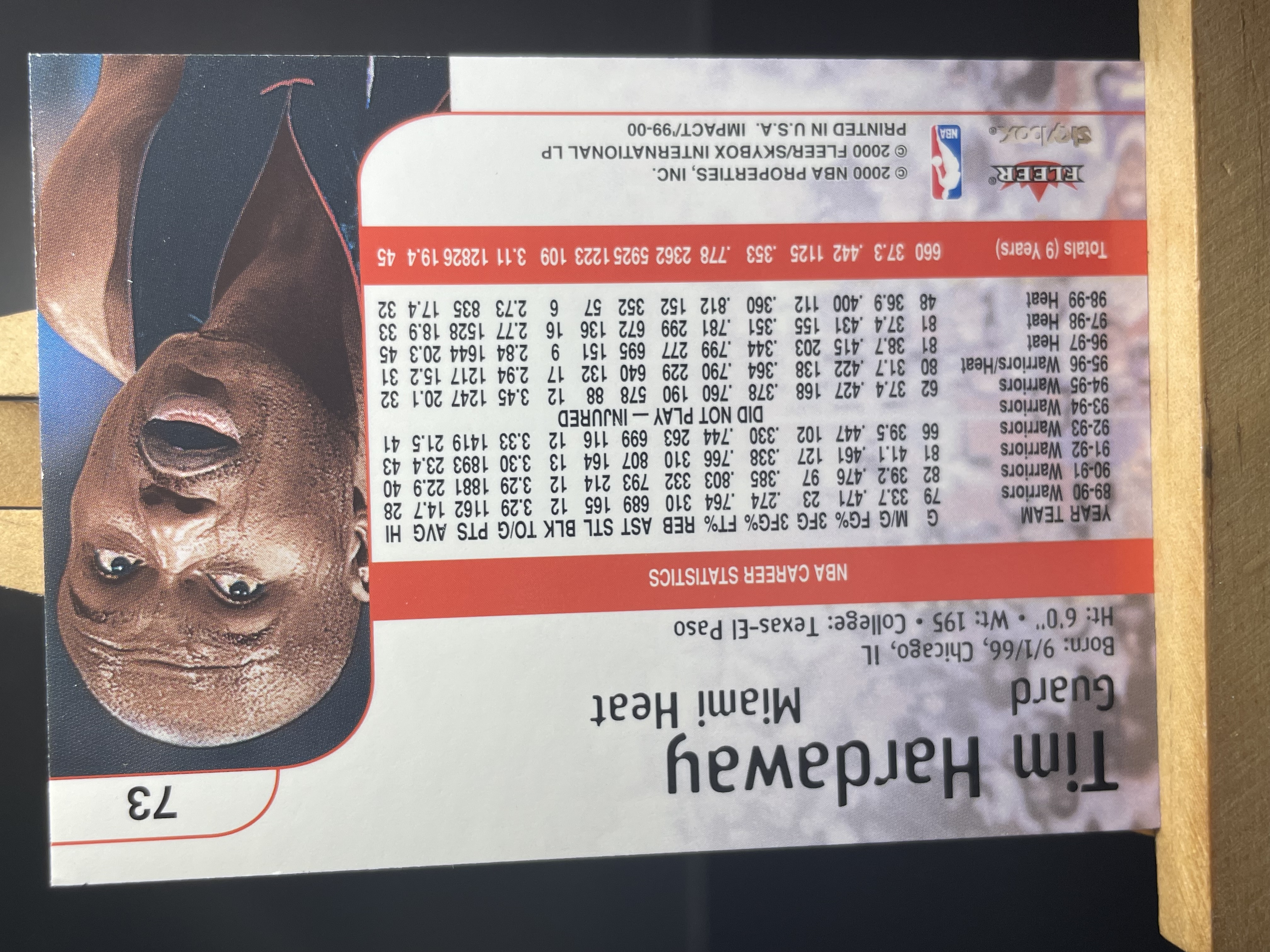 (A1) 2000 FLEER 老卡 The Bug(小虫) 蒂姆 哈达威 卡面老化 边角微瑕 售出不退不换 !!!