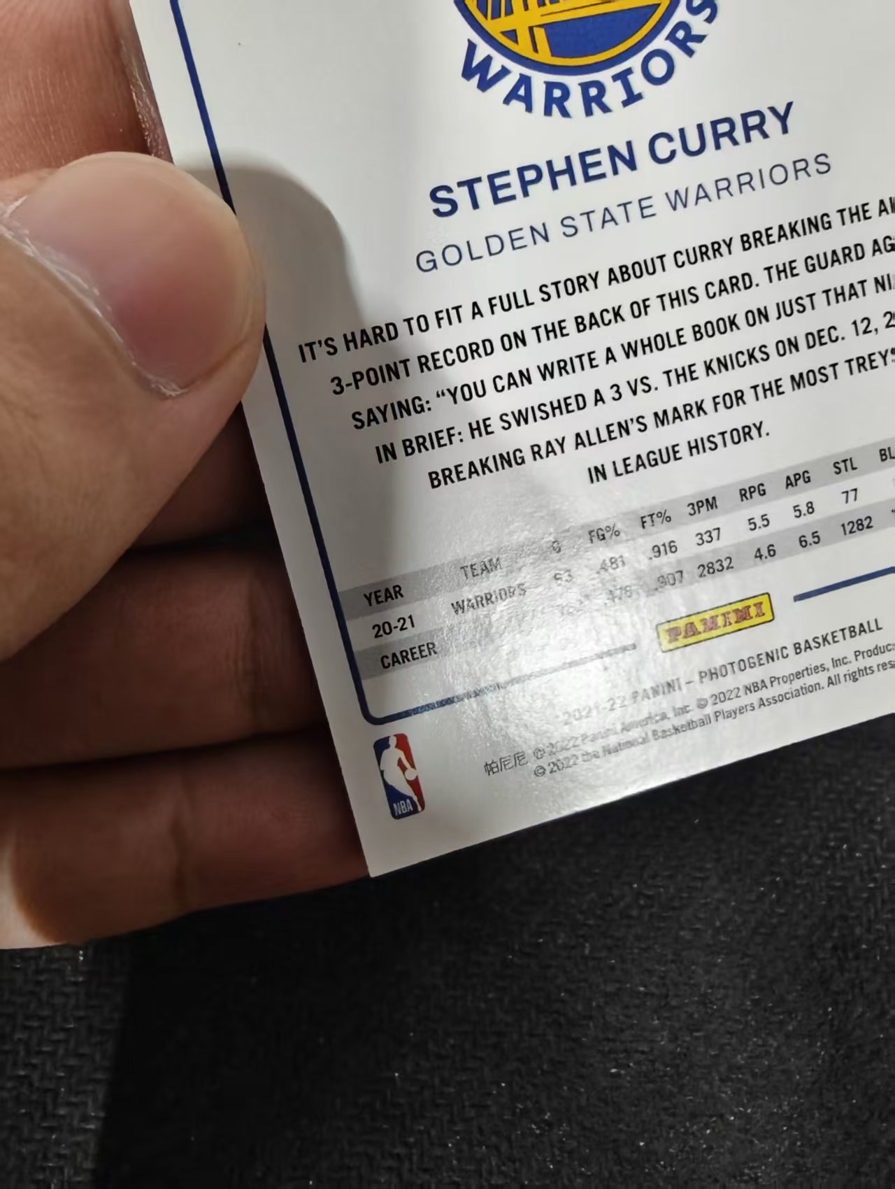 2021-22 PANINI PHOTOGENIC STEPHEN CURRY 元年上镜 勇士 斯蒂芬 库里 三分王 瑕疵如图