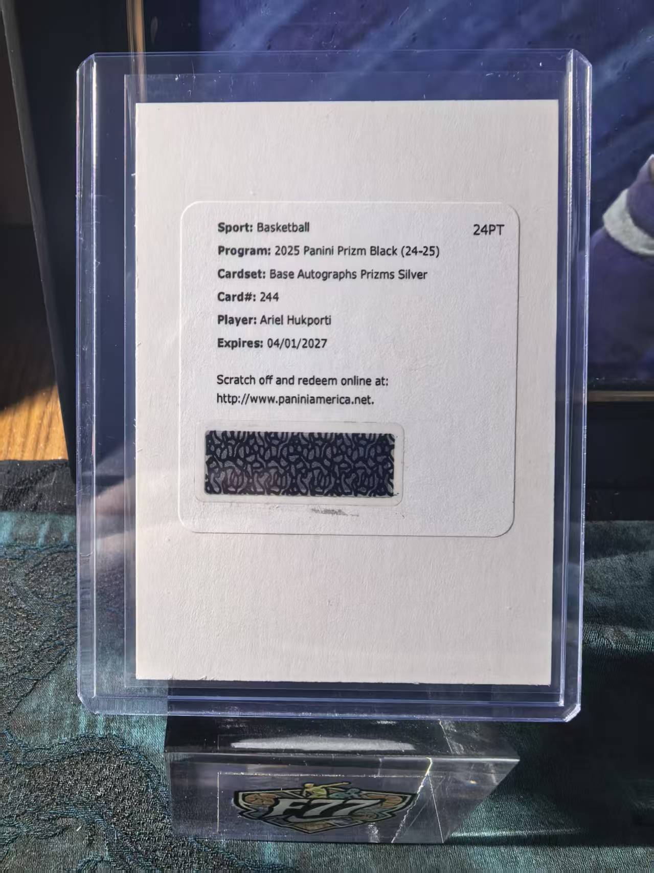 2024-25 Panini Prizm Ariel Hukporti RC pz 阿里尔胡克波尔蒂 新秀rc 签字 银折 交换板 纽约尼克斯 实卡精美 收藏必备 7788