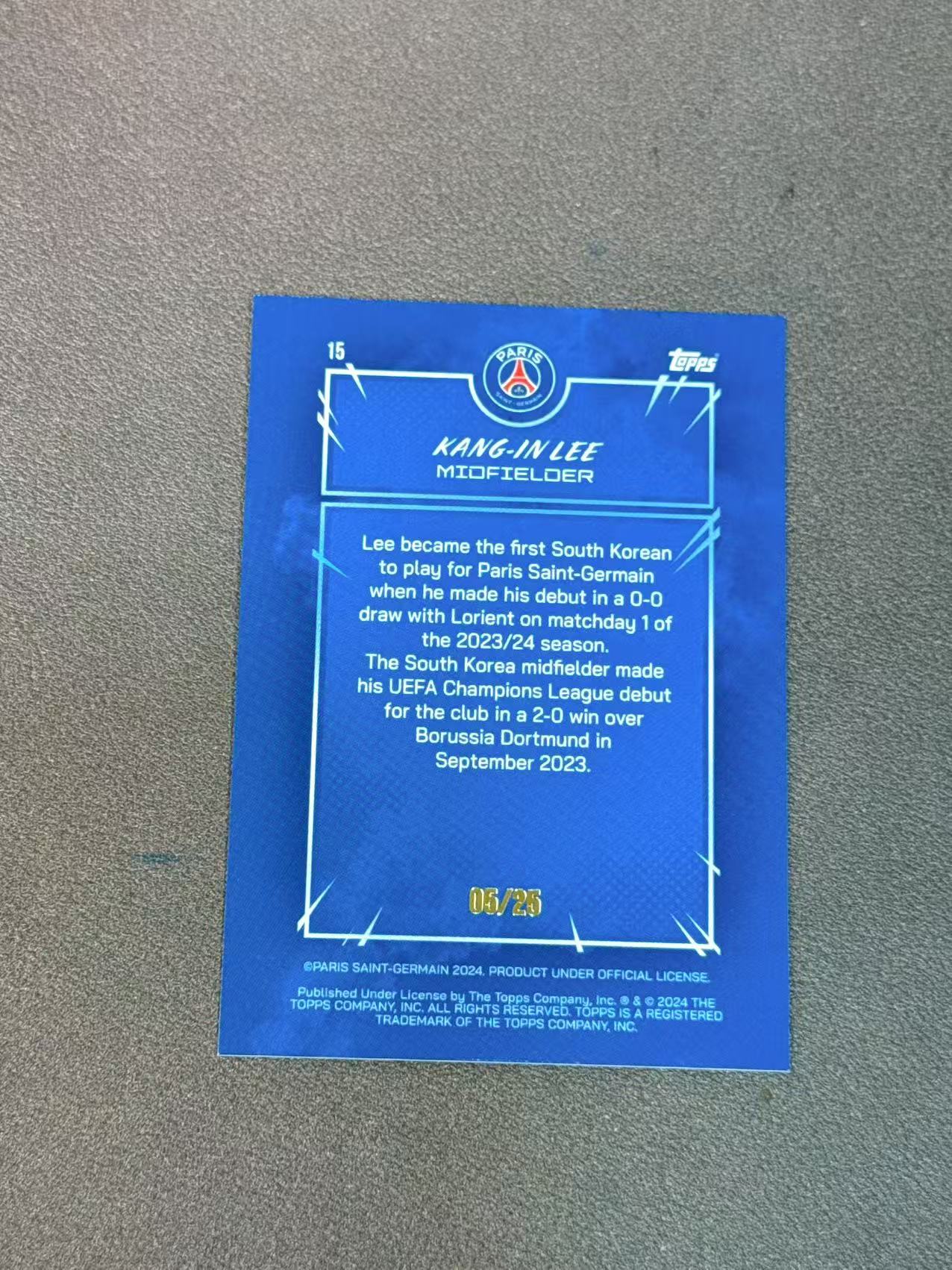 2024 Topps Topps Kang-in Lee 大巴黎漫画队盒 李刚仁 25编 橙折 折射