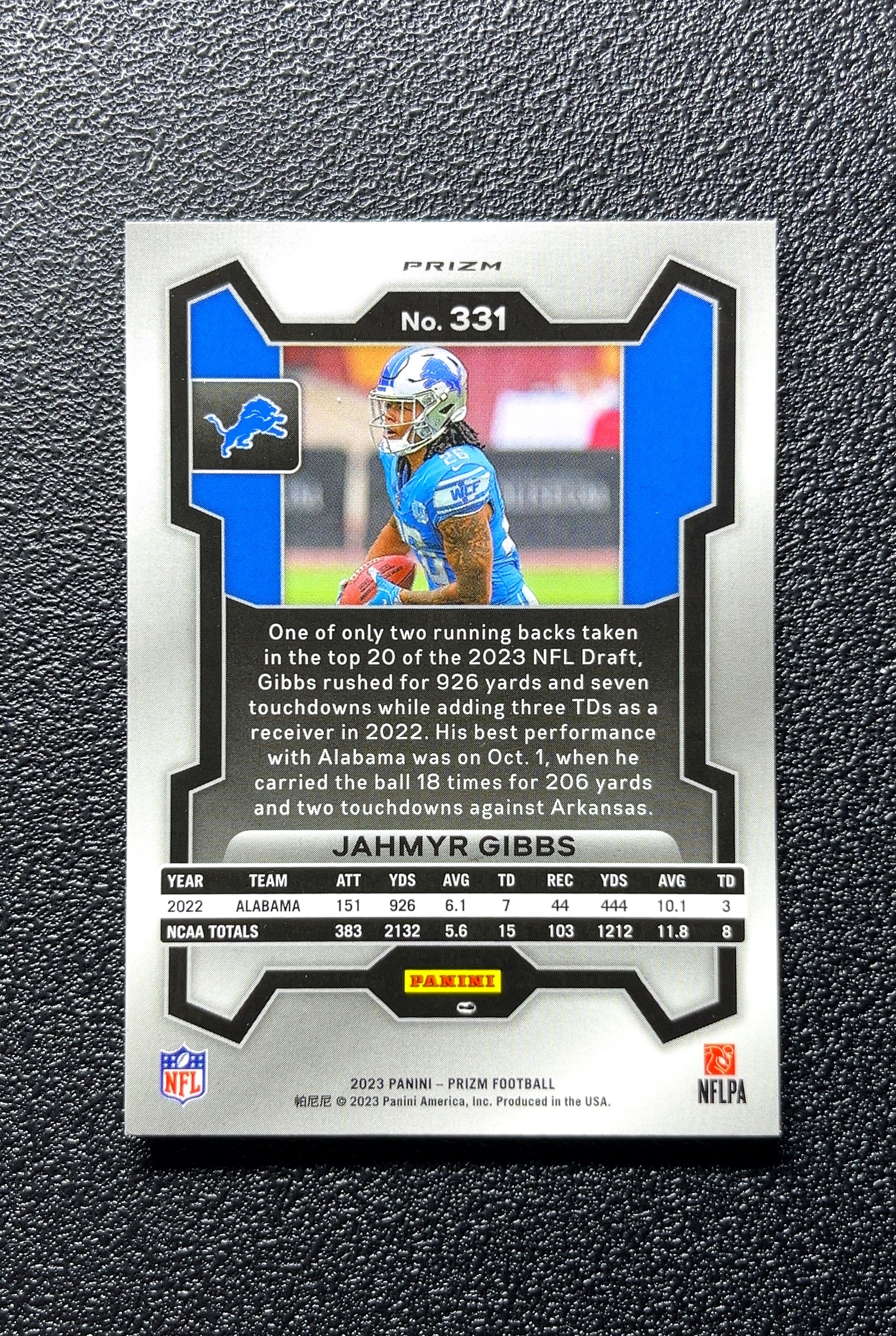 【小白1%代卖】2023 Panini Prizm Rookie 新秀 Jahmyr Gibbs 贾迈尔·吉布斯 新秀 RC 卡品如图 高价值 #331 Lions 雄狮队 0809