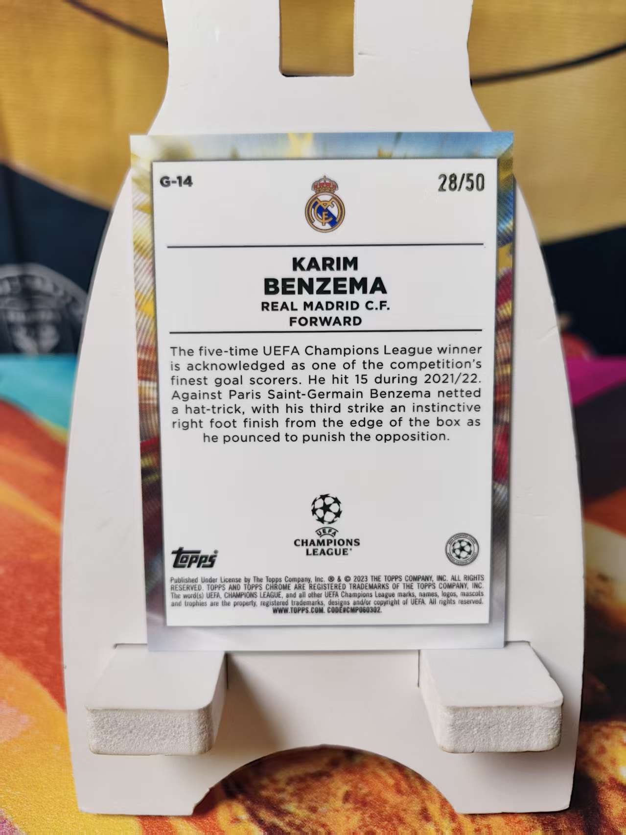 2023 Topps Chrome Karim Benzema 本泽马 皇马 Golazo 欧冠 50编 金折射 实卡好看 收藏必备 NN