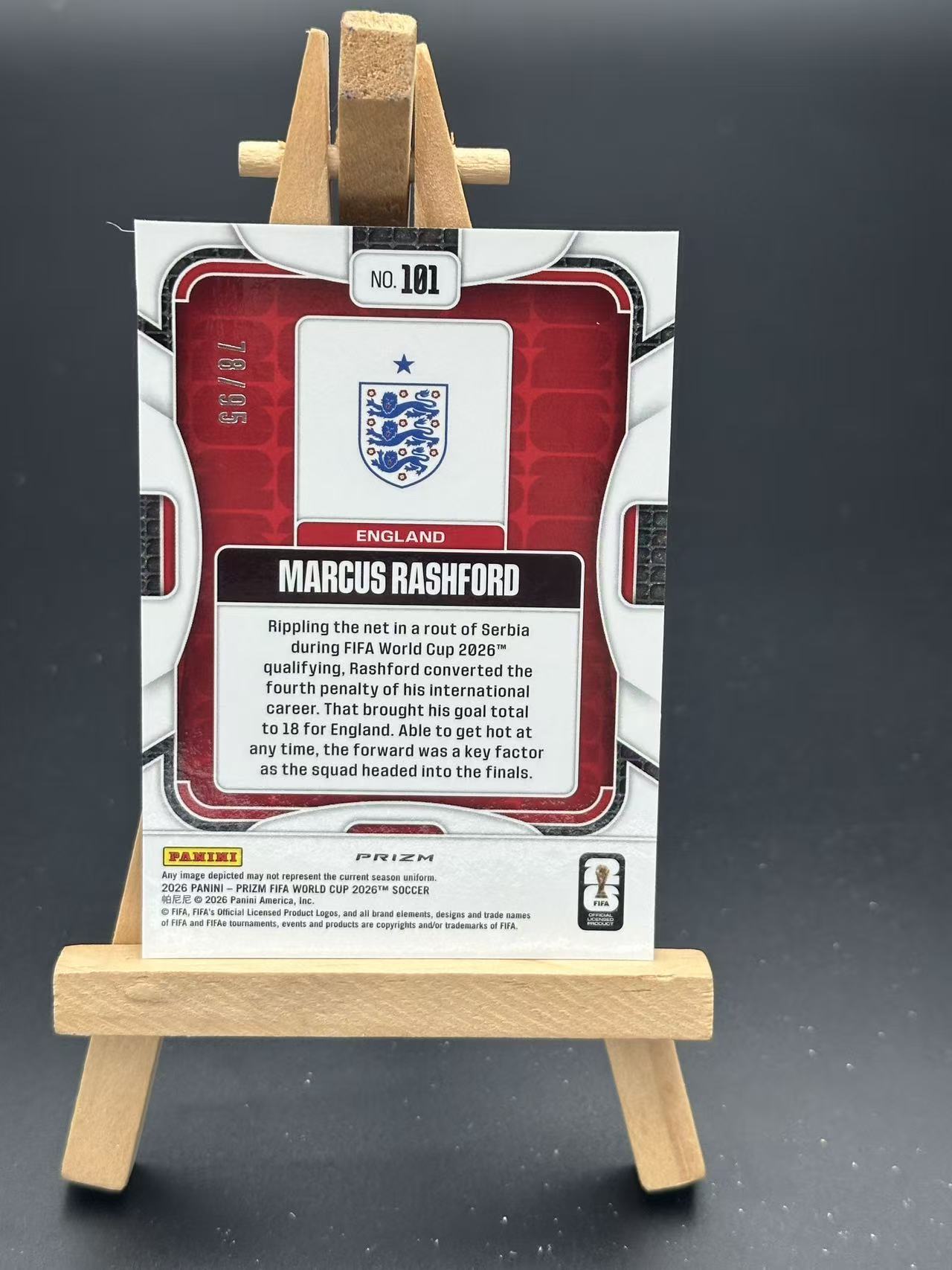 Panini Prizm 2026世界杯【闪拍代拍】马库斯·拉什福德 英格兰 紫波纹折 78/95编 NO.101 卡品如图【斐然 H03】