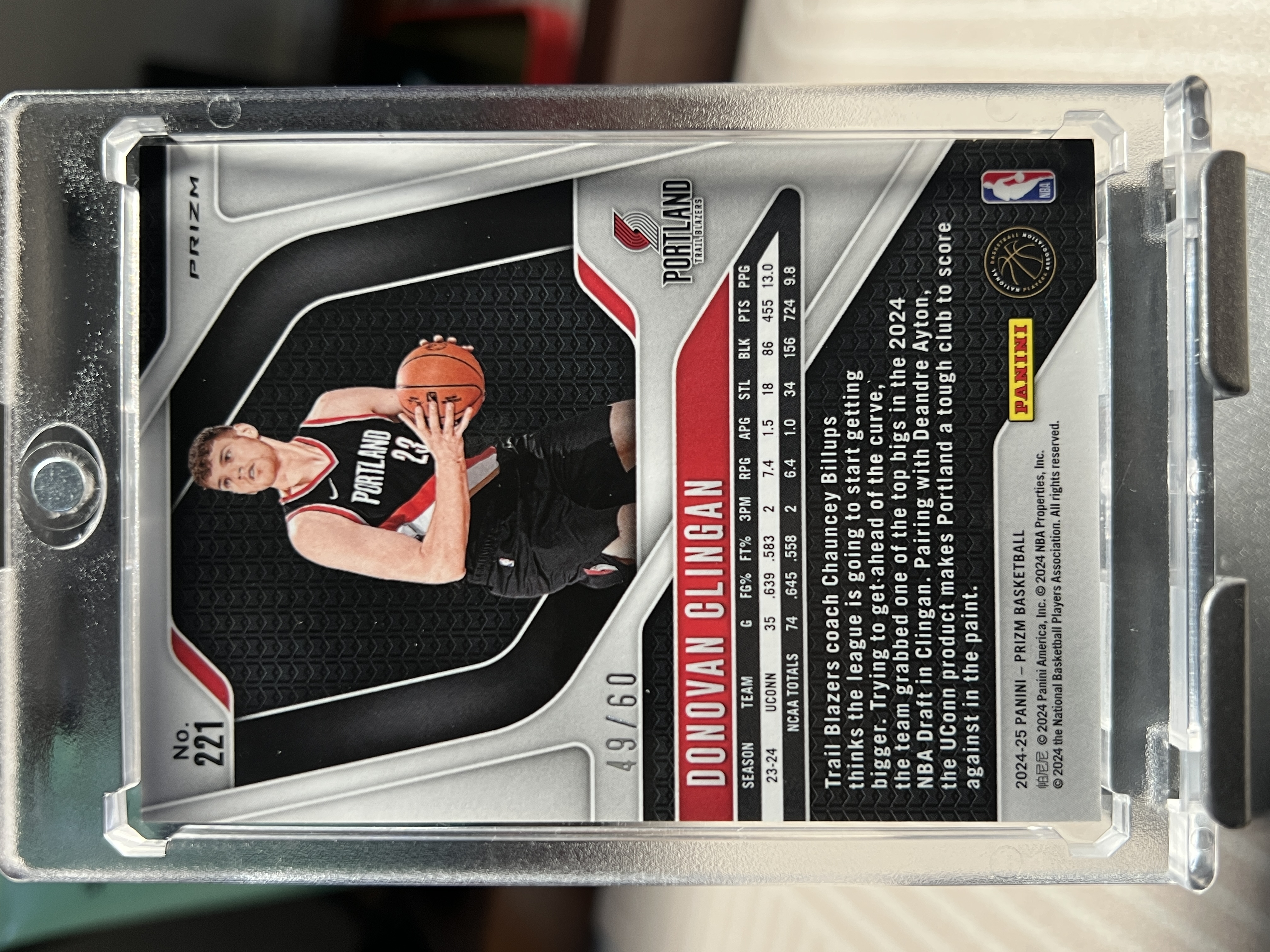 2024-25 Panini Prizm Donovan Clingan RC 多诺万 克林根 波特兰开拓者 杨瀚森队友 橙瀑布折 49/60编